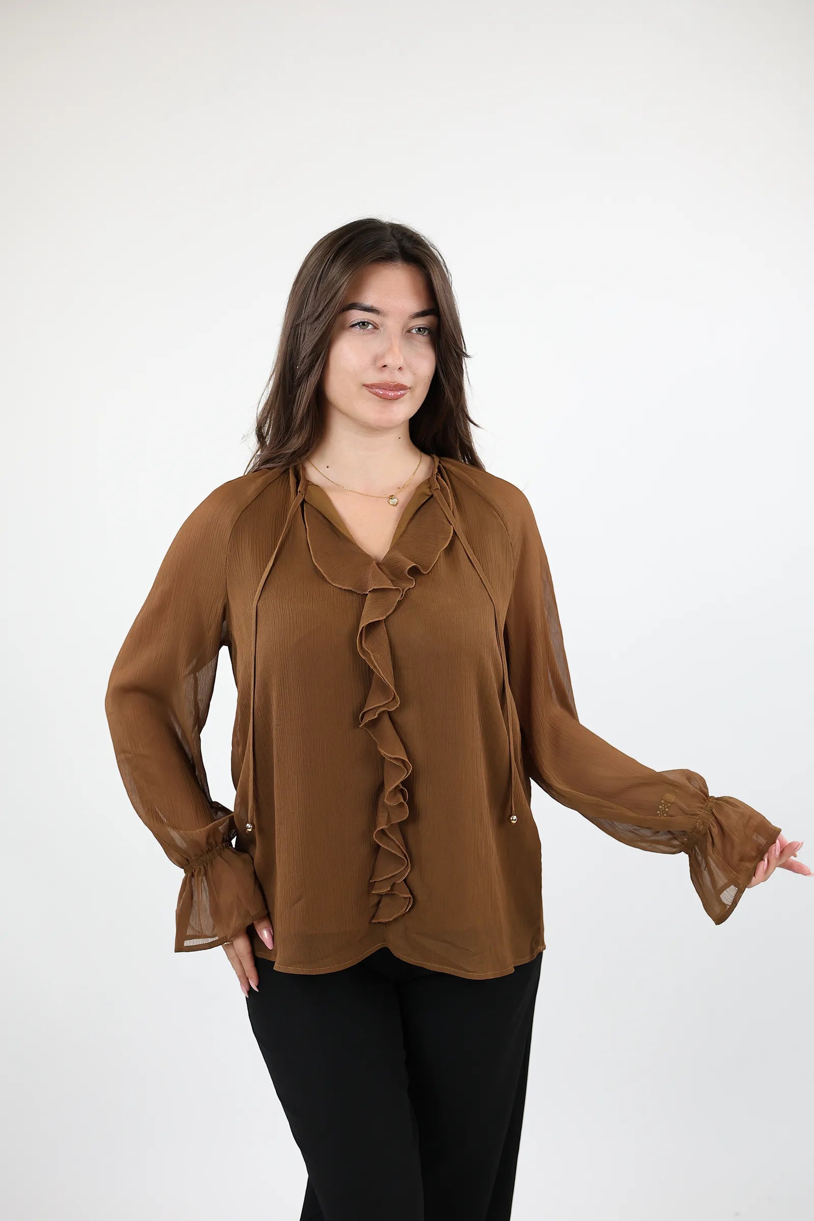 KËMISHË BROWN CHIFFON