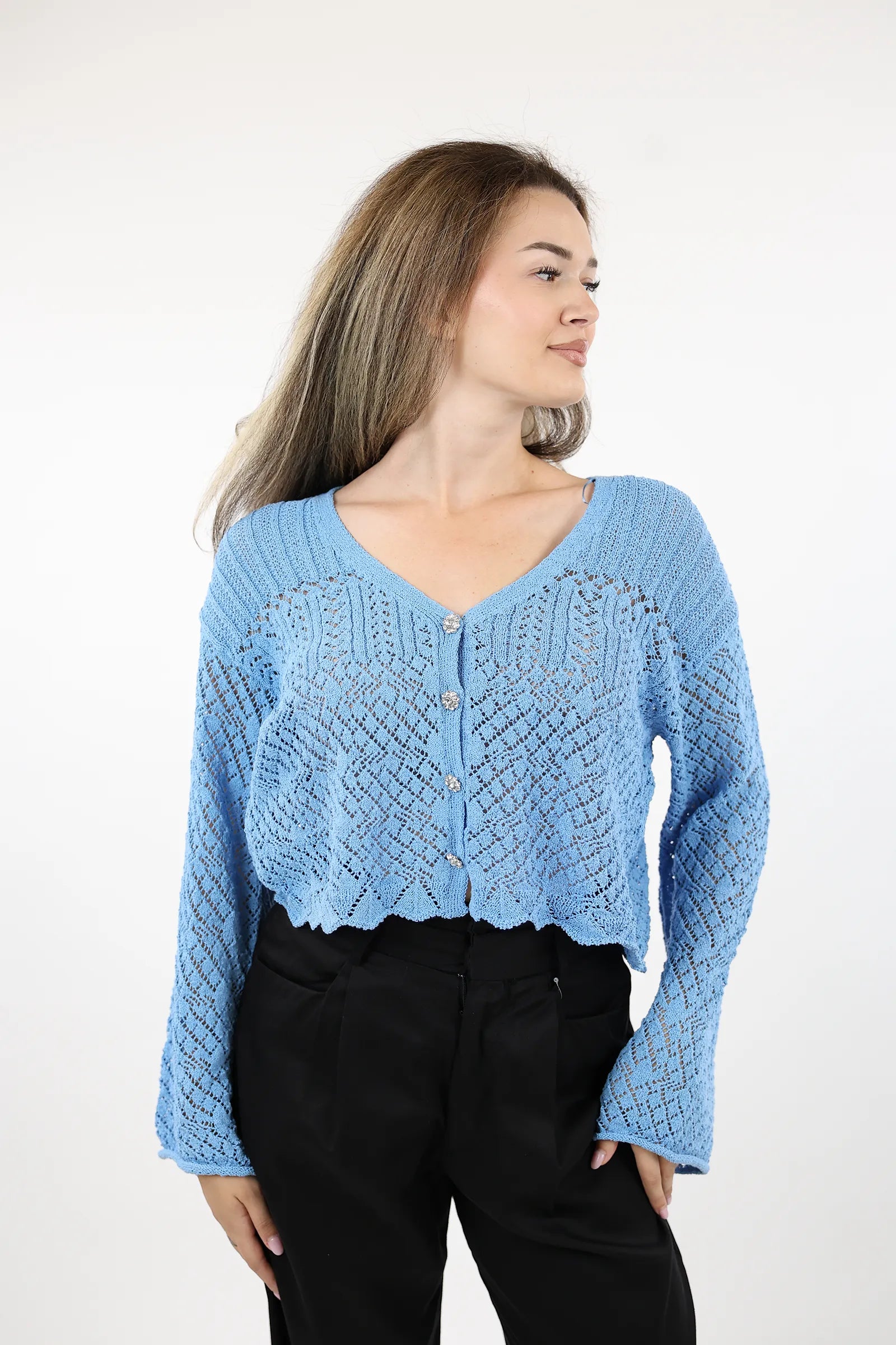XHEMPER CROCHET BUTTON-UP
