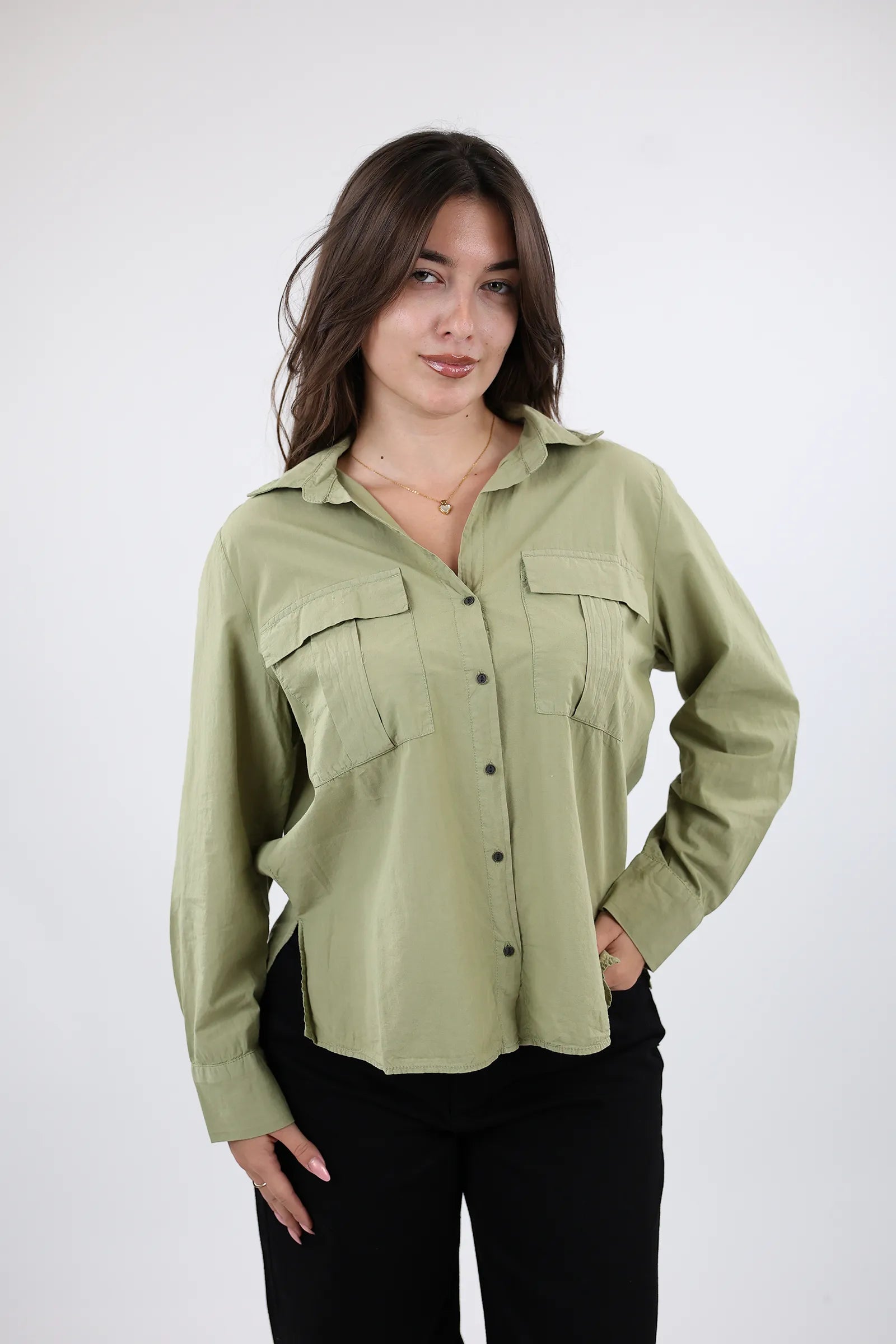KËMISHË  OLIVE GREEN POCKETS