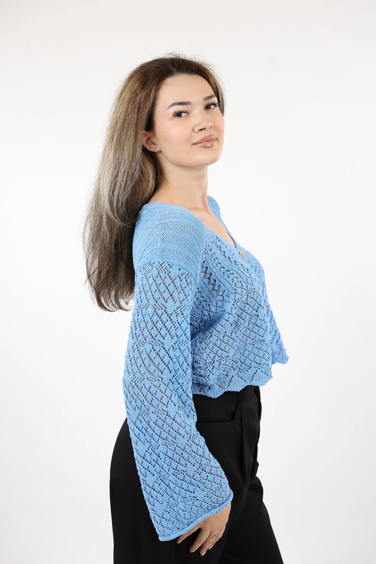 XHEMPER CROCHET BUTTON-UP