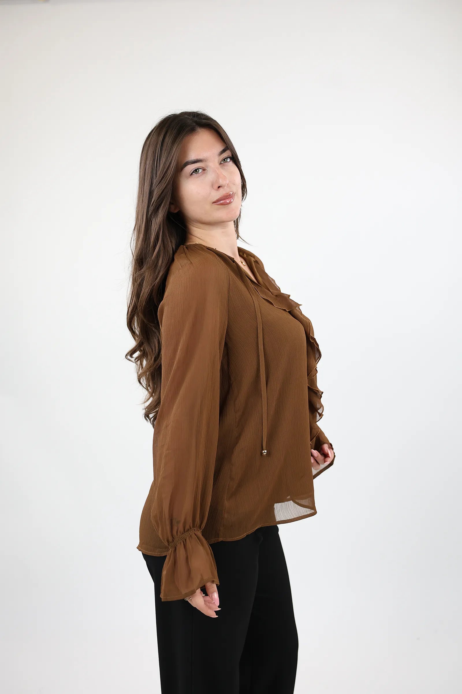 KËMISHË BROWN CHIFFON