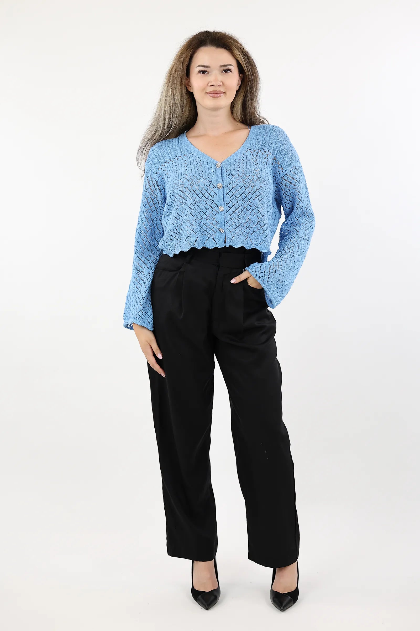 XHEMPER CROCHET BUTTON-UP