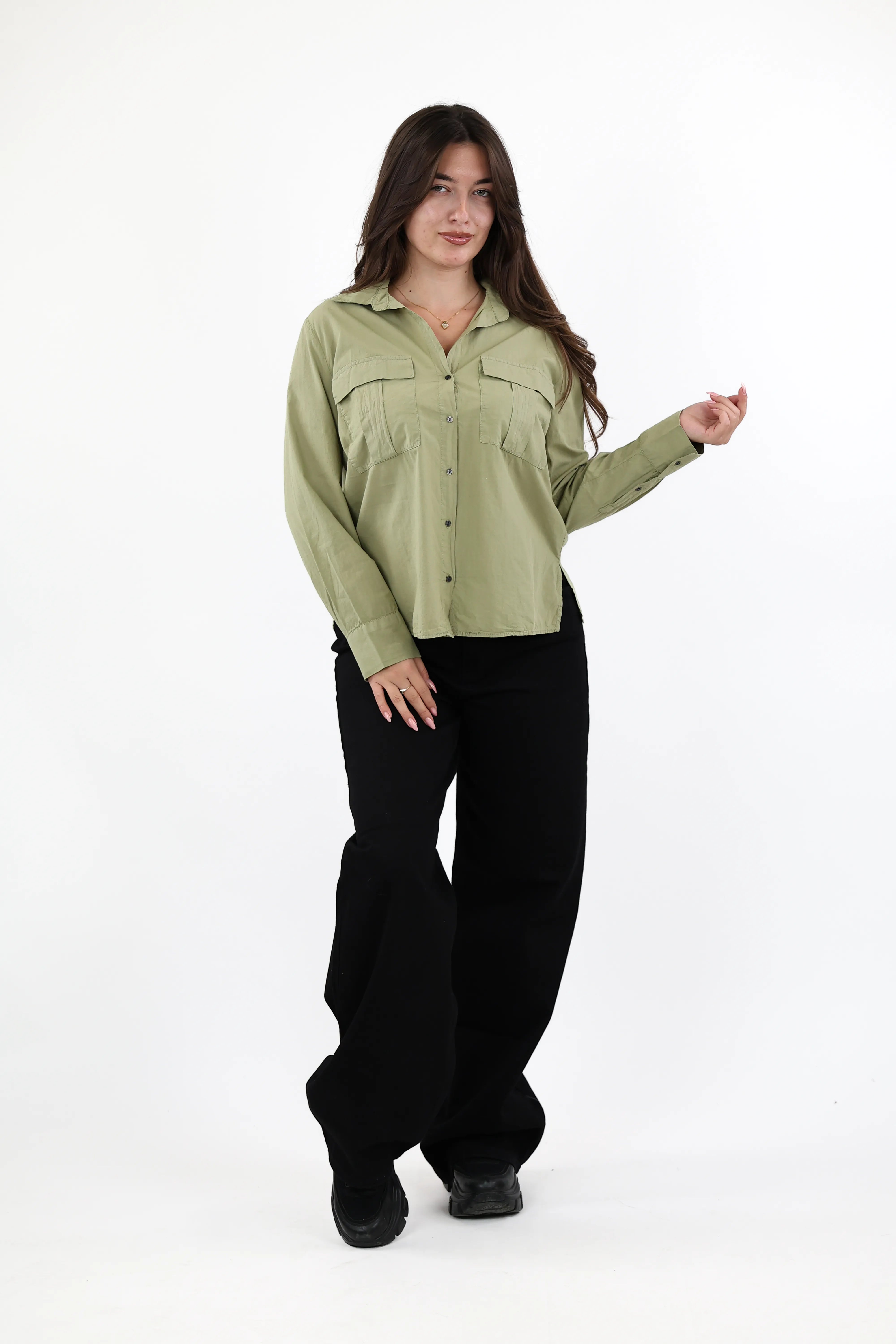 KËMISHË  OLIVE GREEN POCKETS