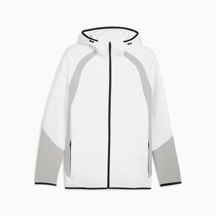 DUKS PUMA MEN'S EVOSTRIPE ZIP-UP HOODIE IN WHITE