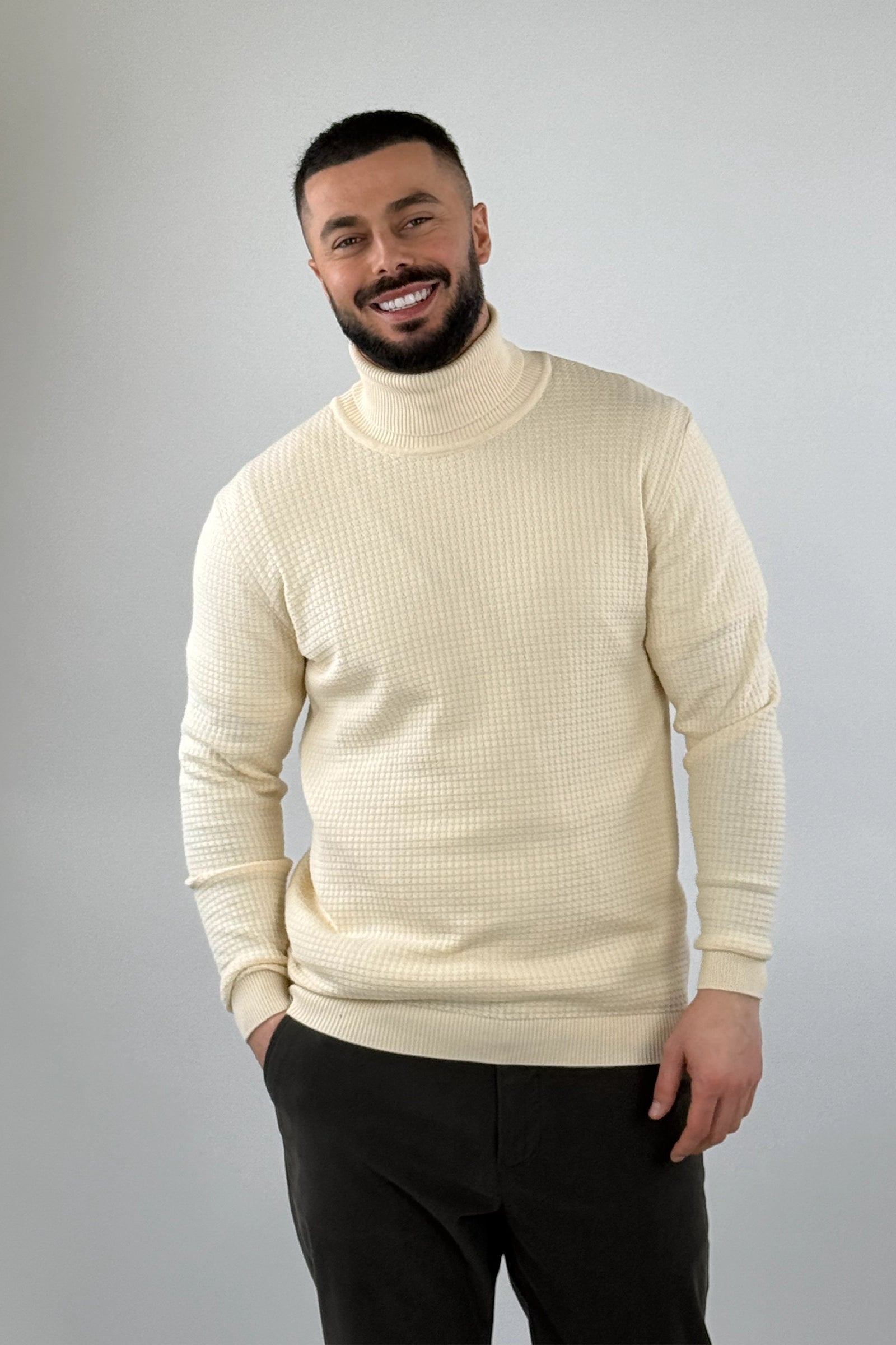 Rrollke waffle-knit roll neck