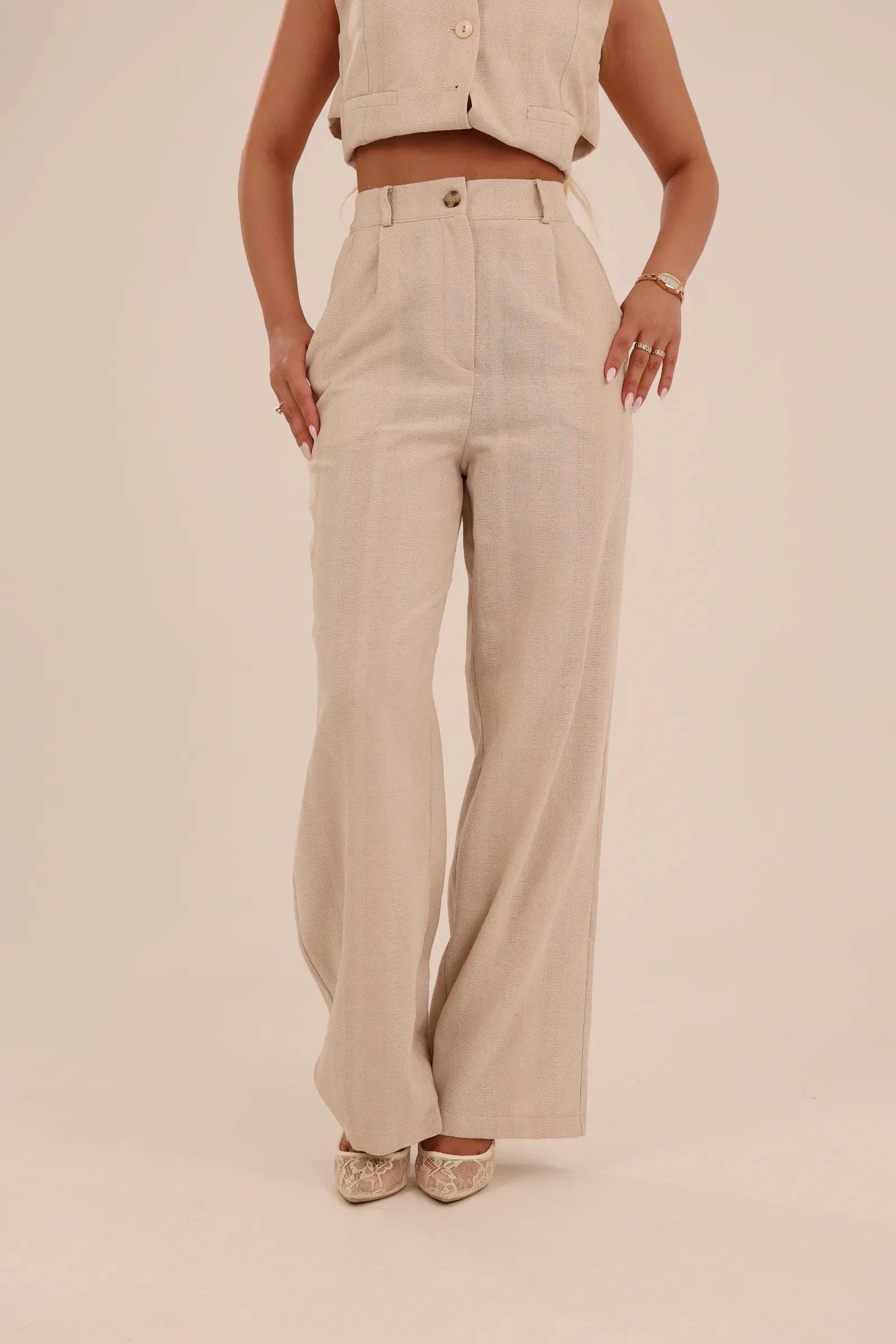 Pantallona high waisted linen