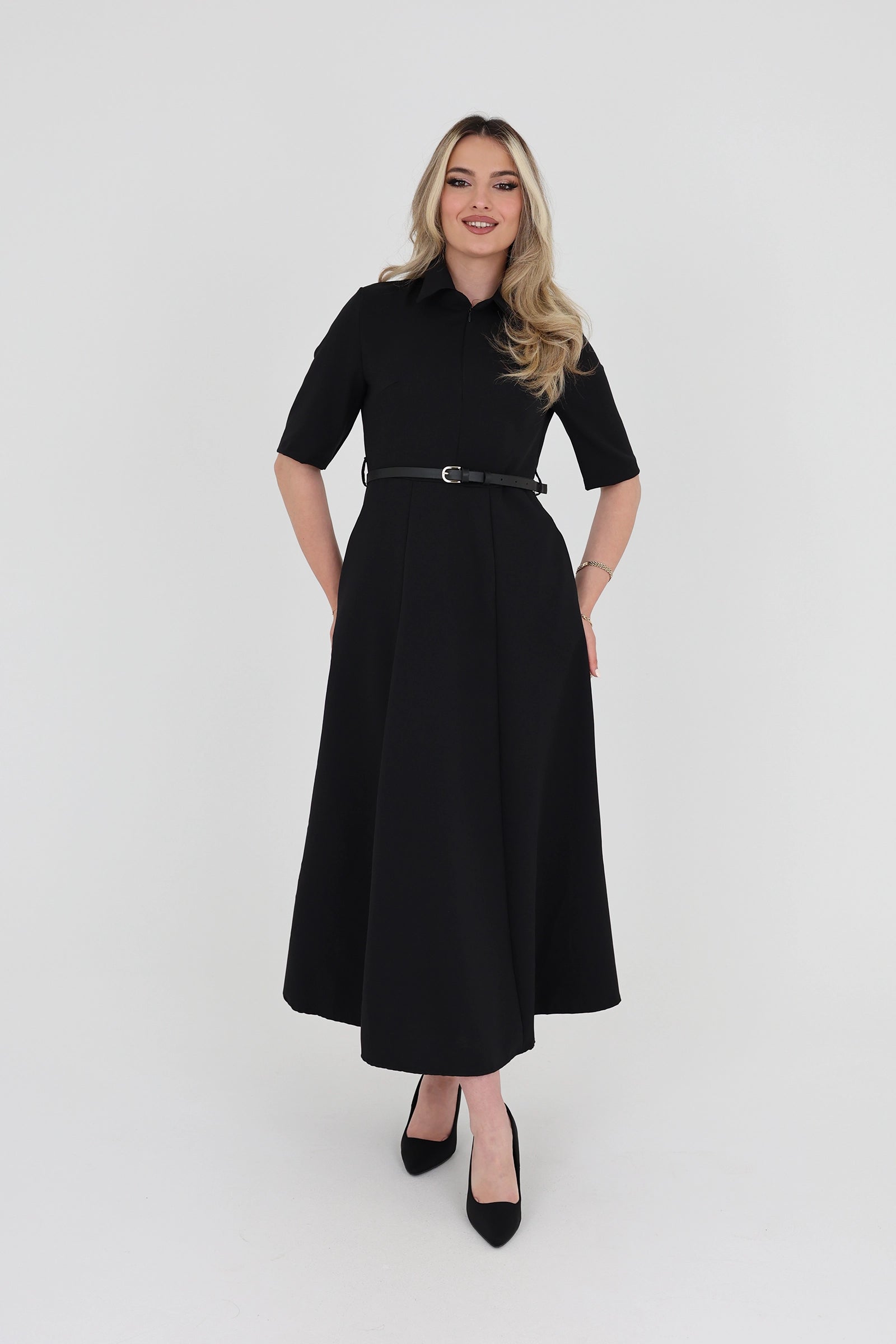 Fustan belted a-line