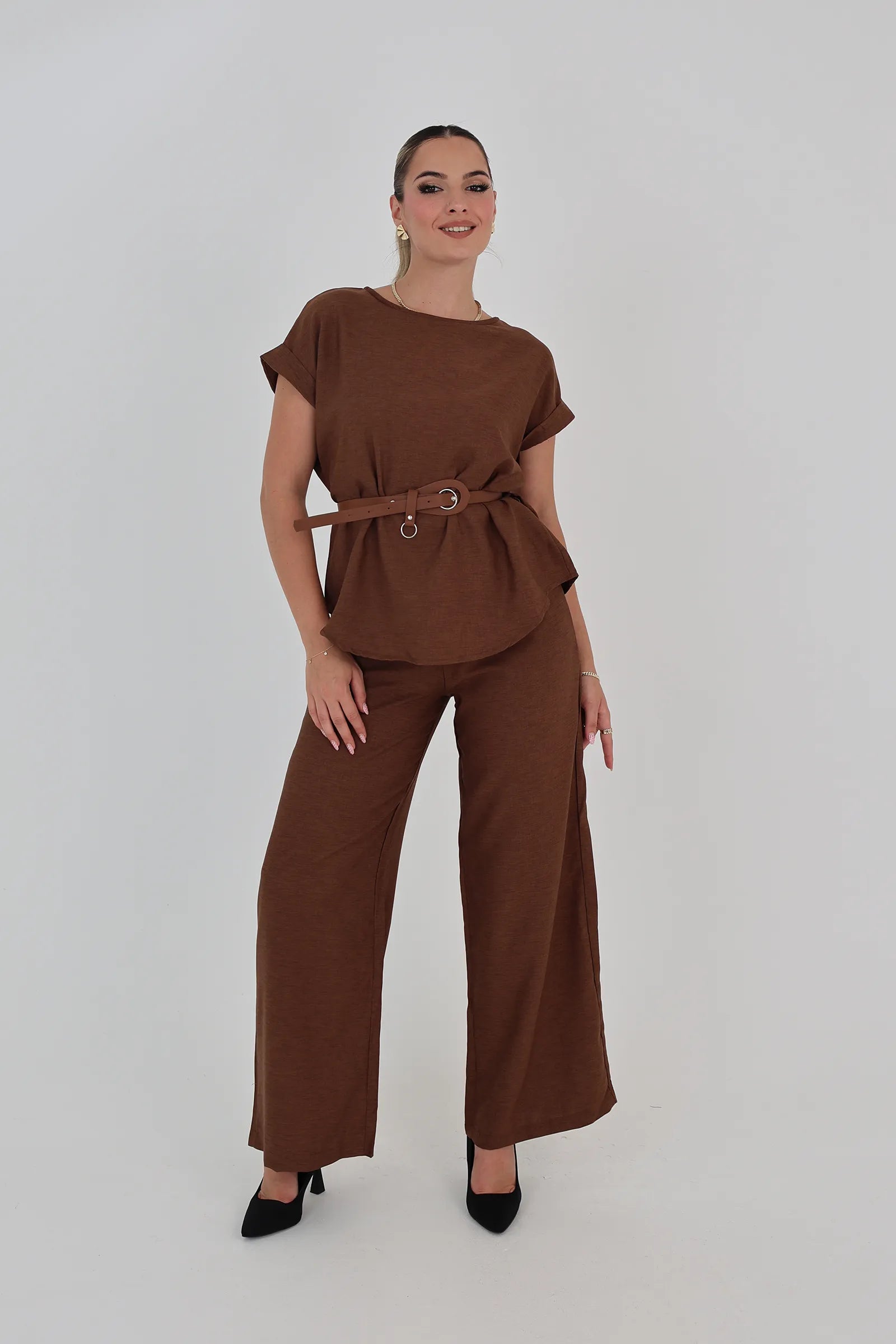 Maice belted round neck