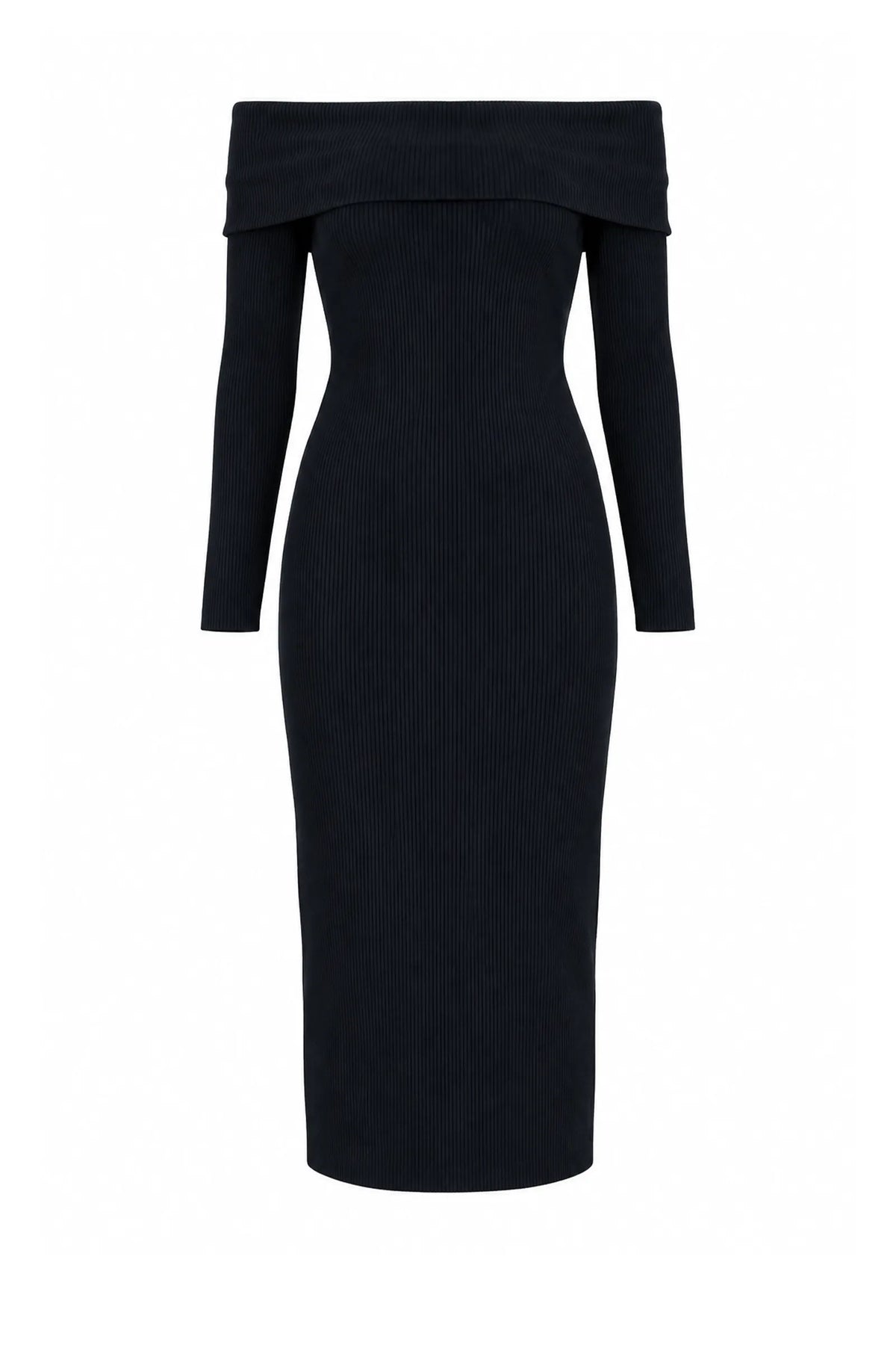 Fustan off-the-shoulder ribbed