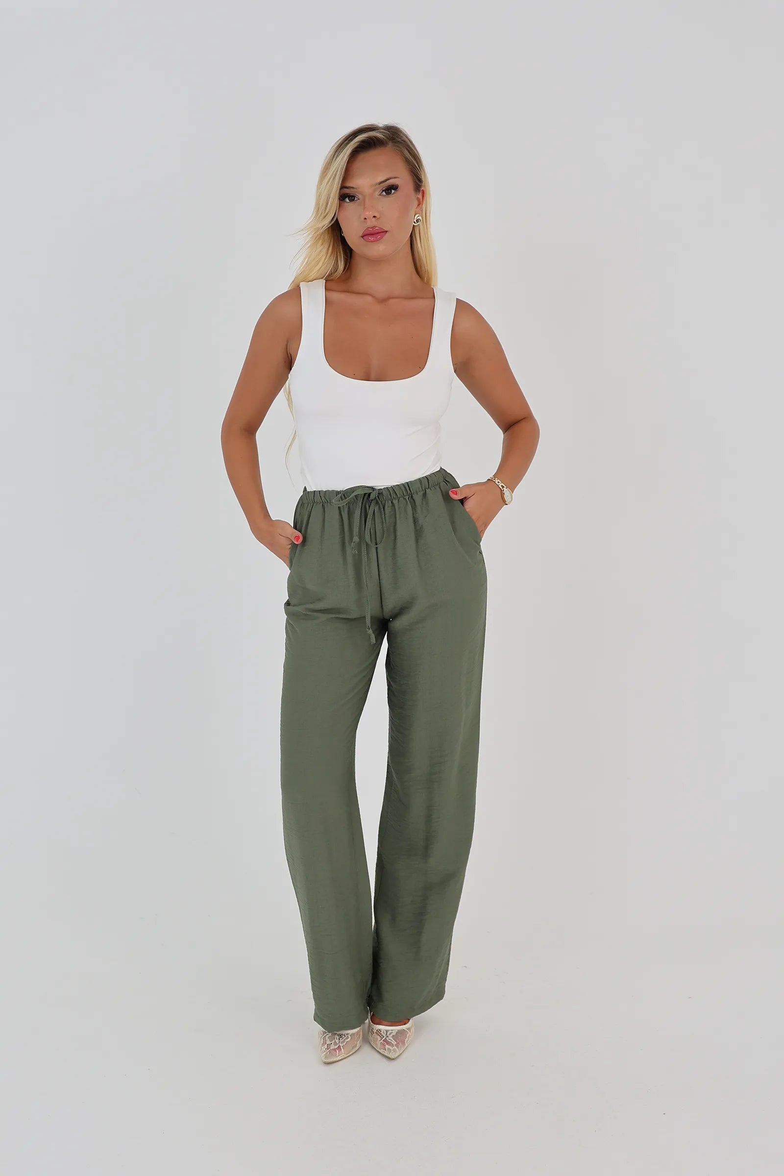 Pantallona linen wide leg