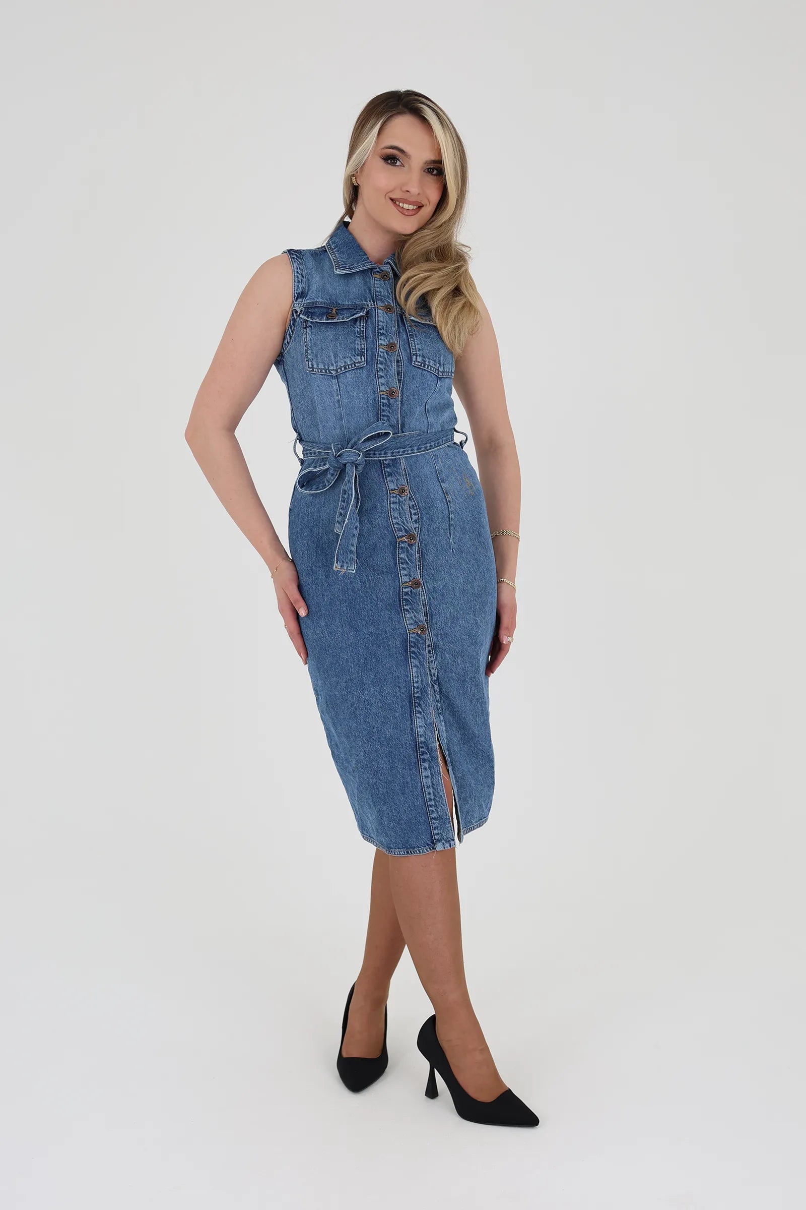 Fustan sleeveless indigo