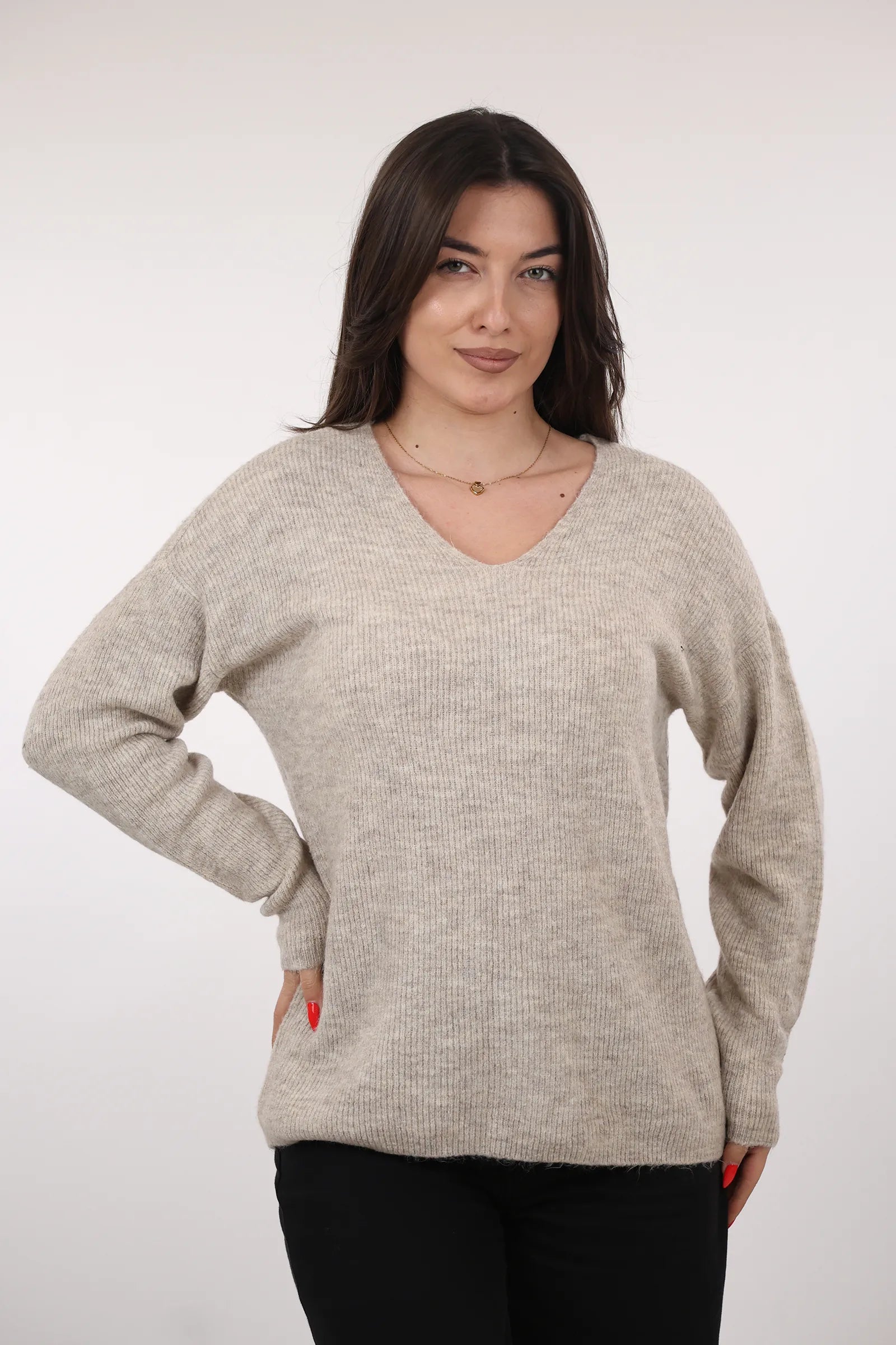 XHEMPER Deep V Knit