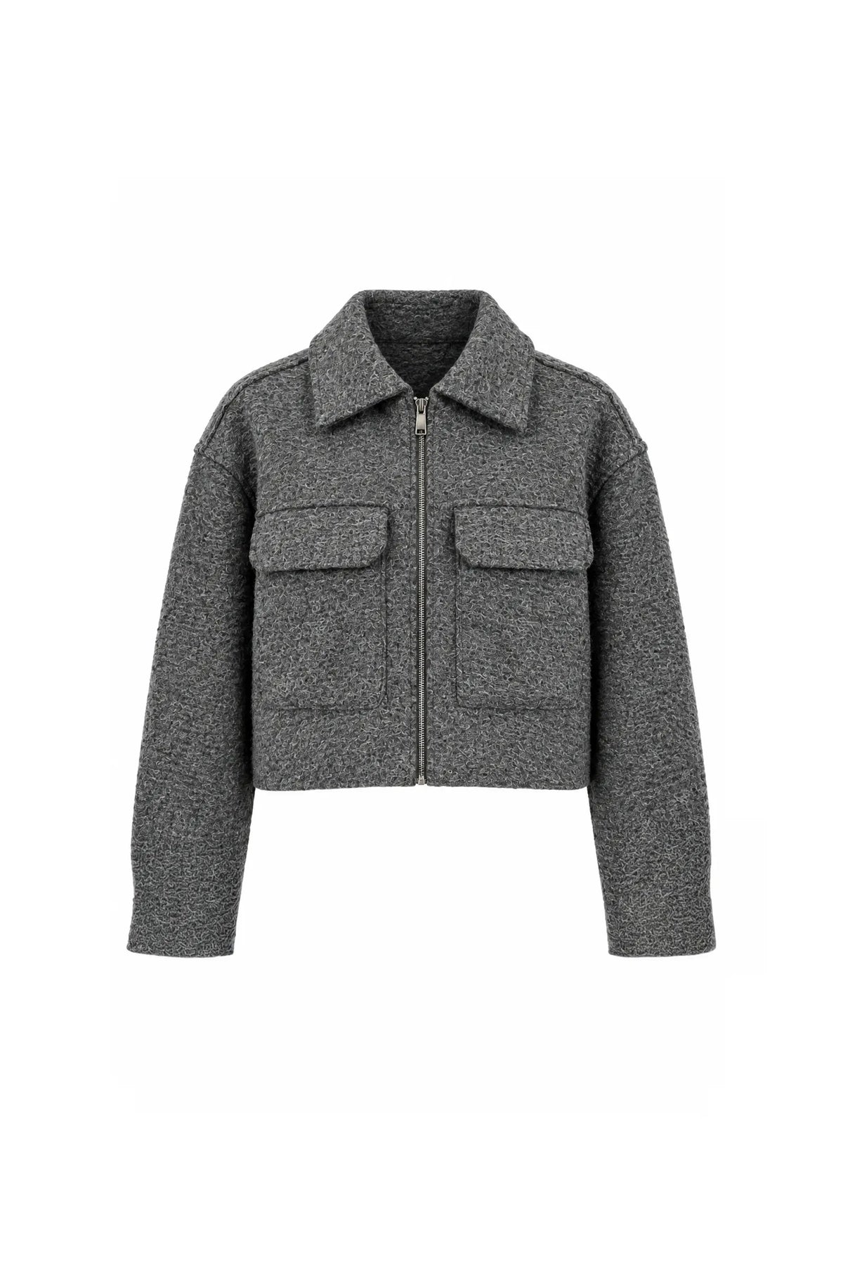 Jakne wool look zip up