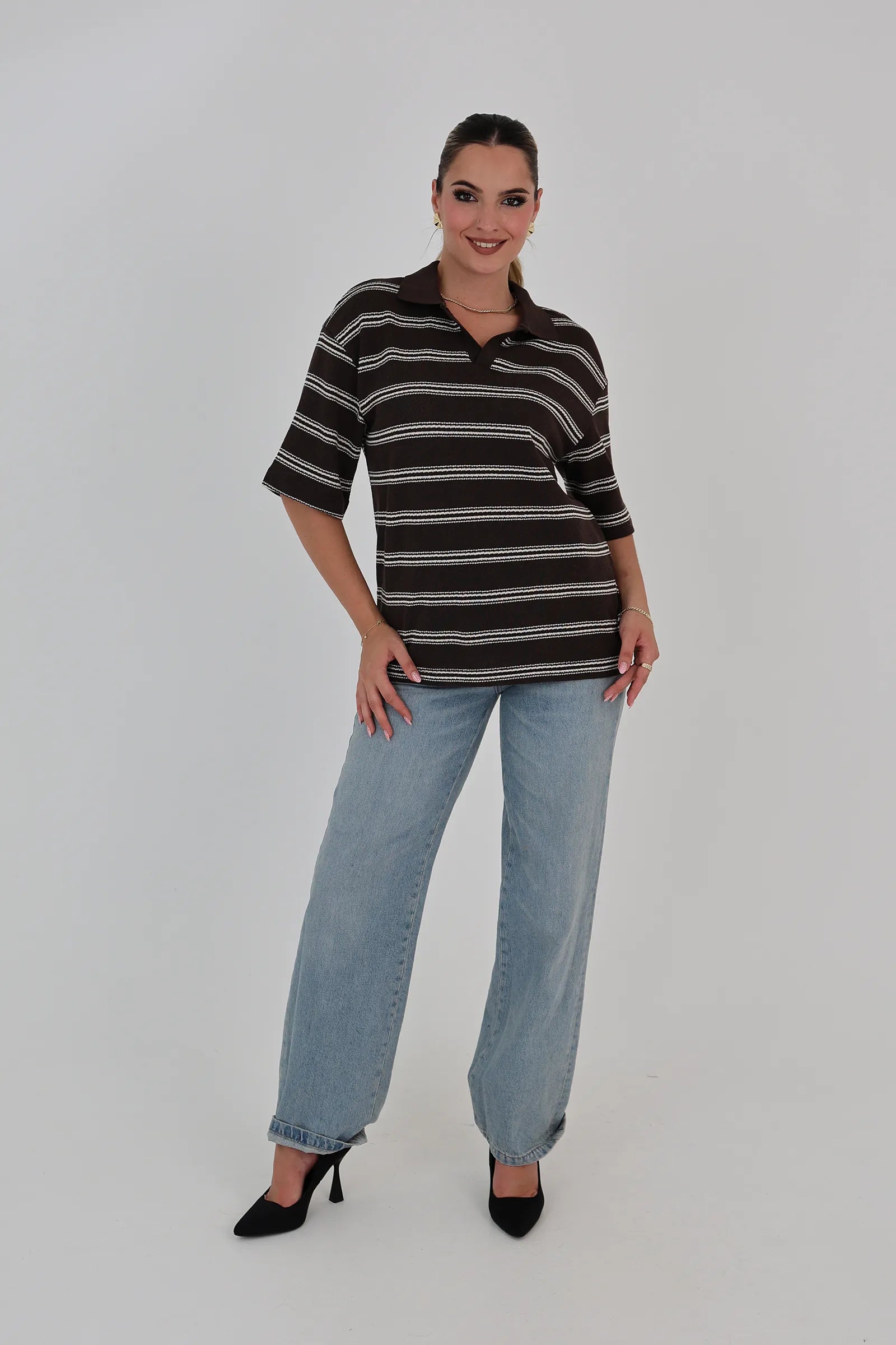 Maice striped v neck