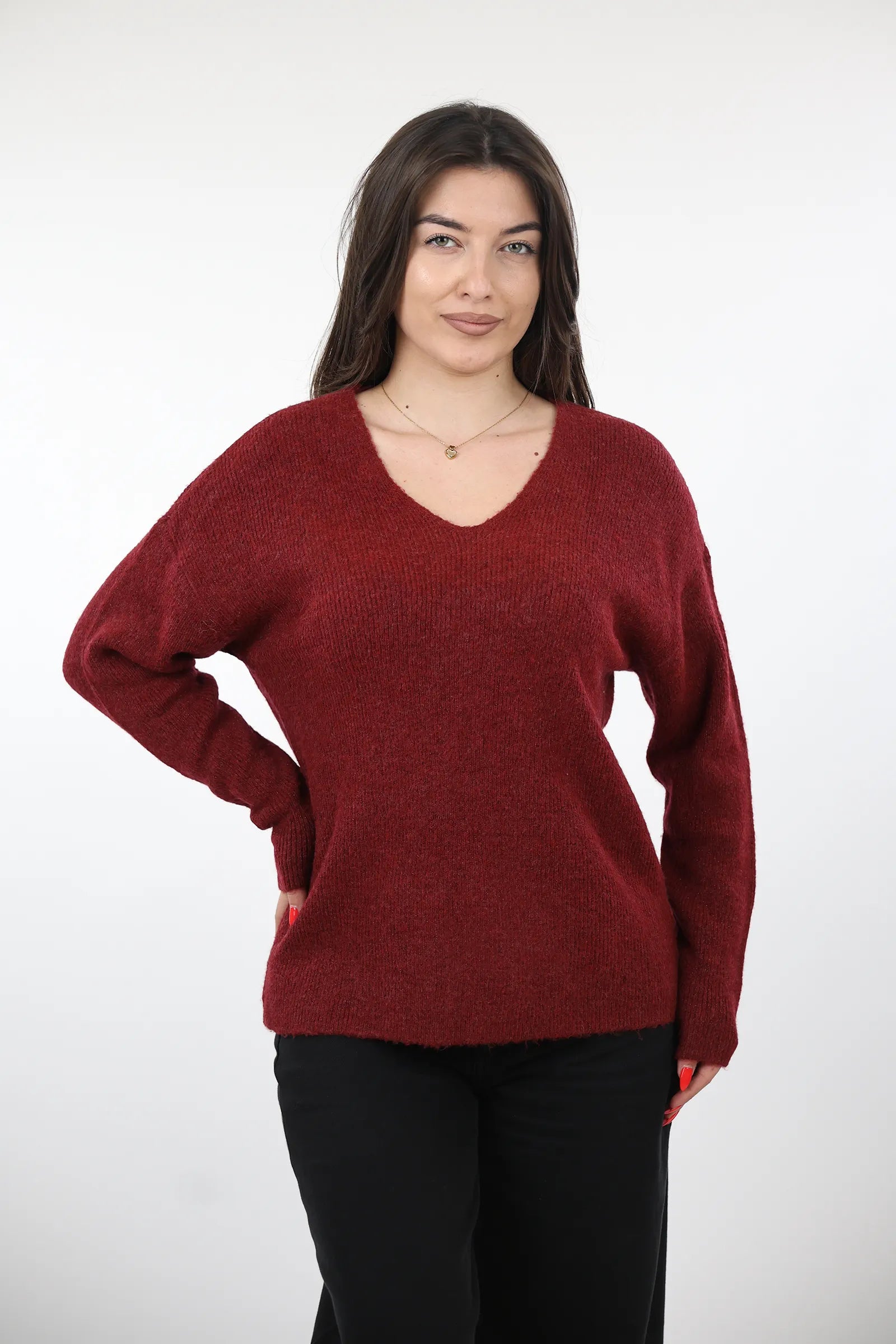 XHEMPER Deep V Knit