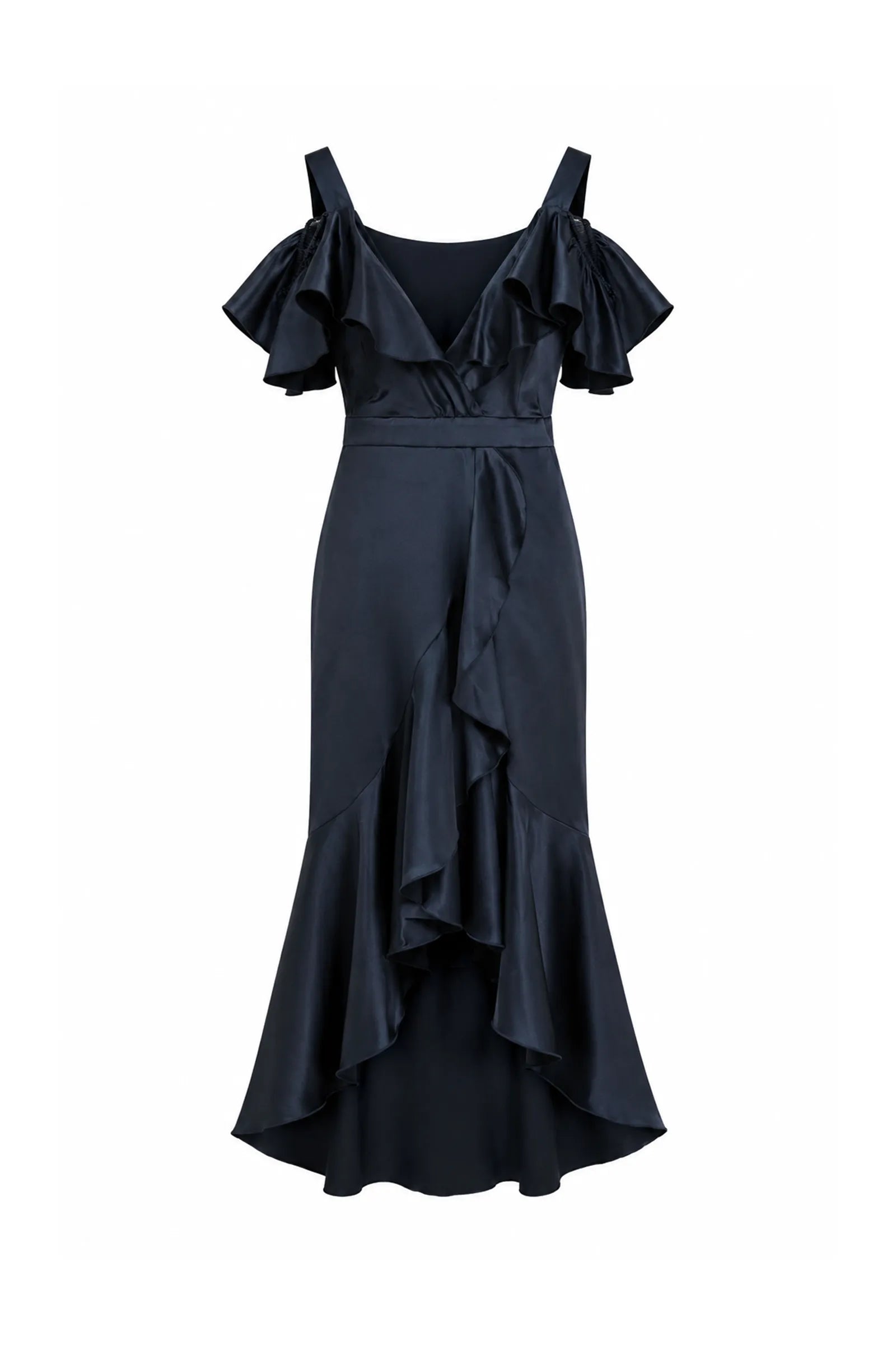 Fustan satin ruffle