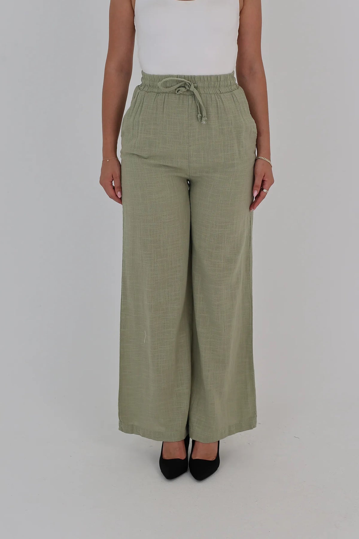 Pantallona linen wide leg