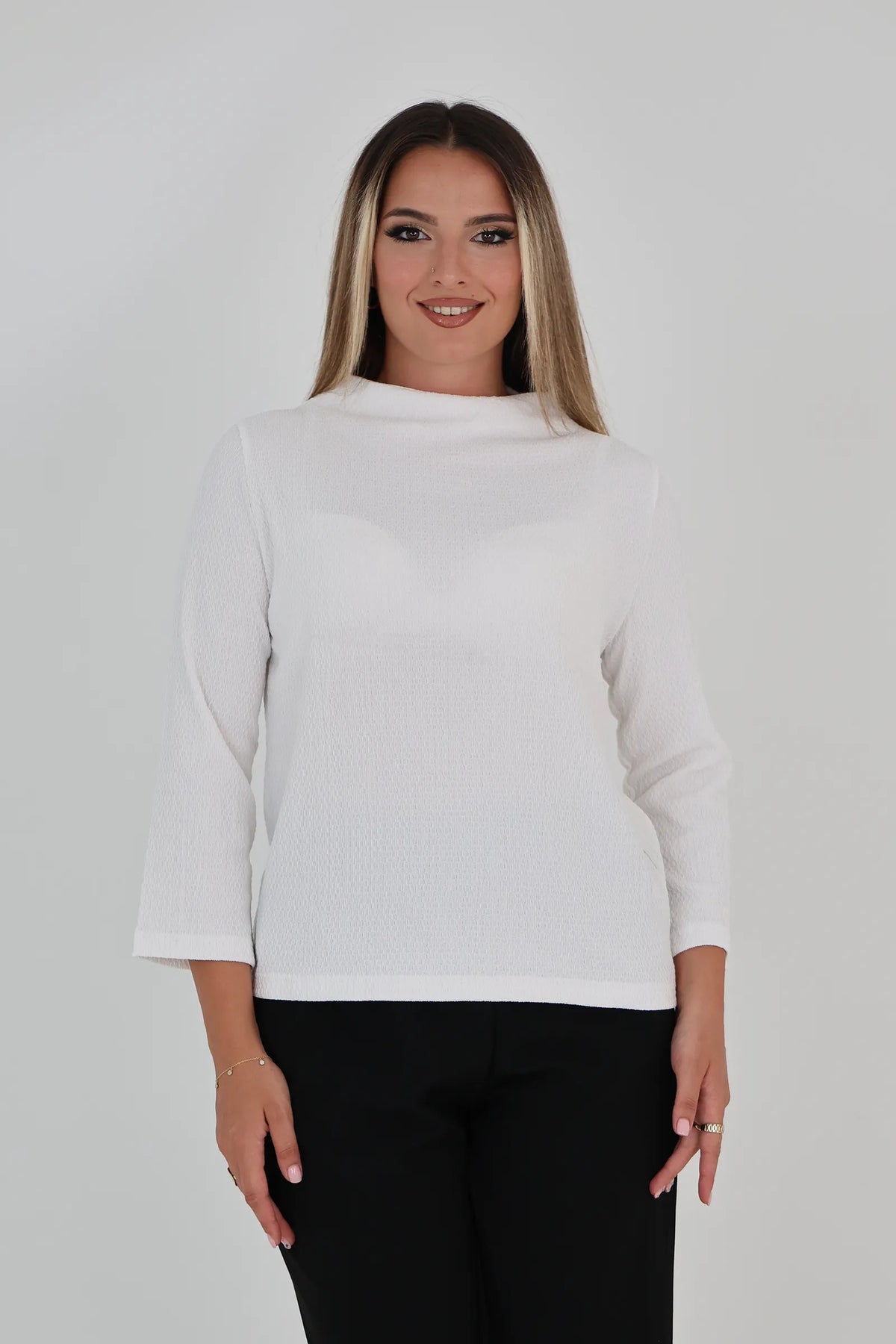 Bluze ribbed mock neck