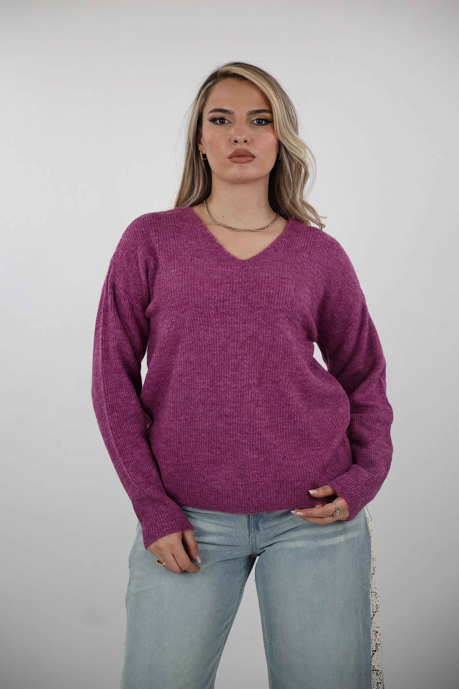 XHEMPER Deep V Knit