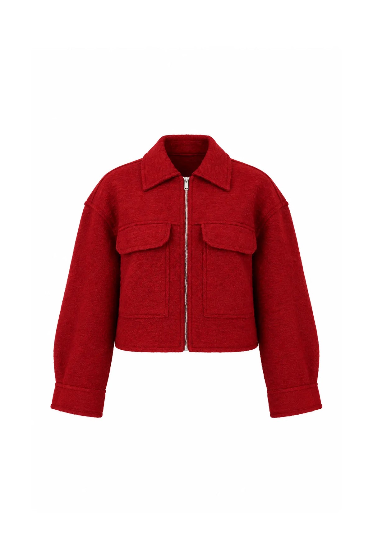 Jakne wool look zip up