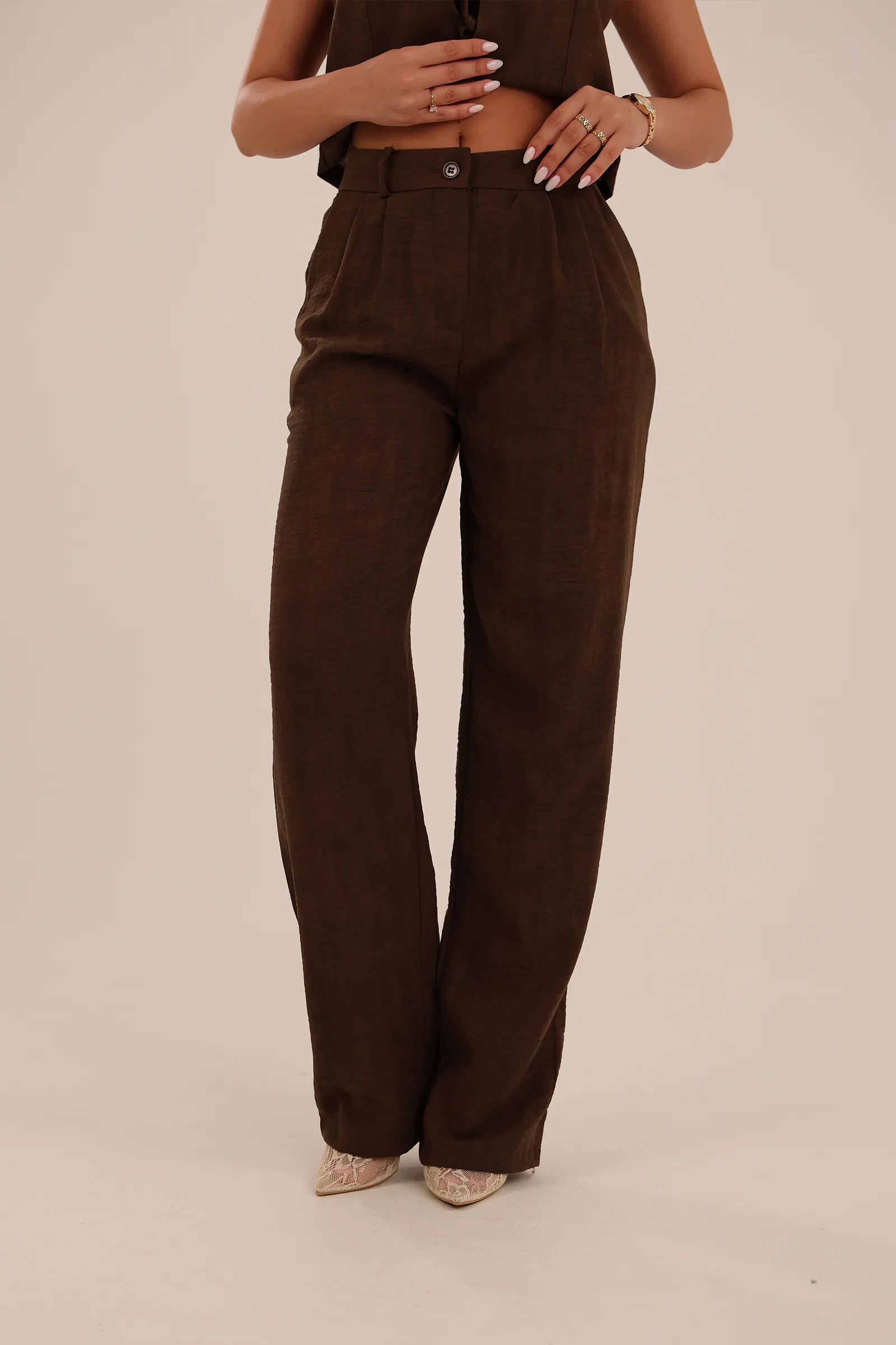 Pantallona wide leg linen