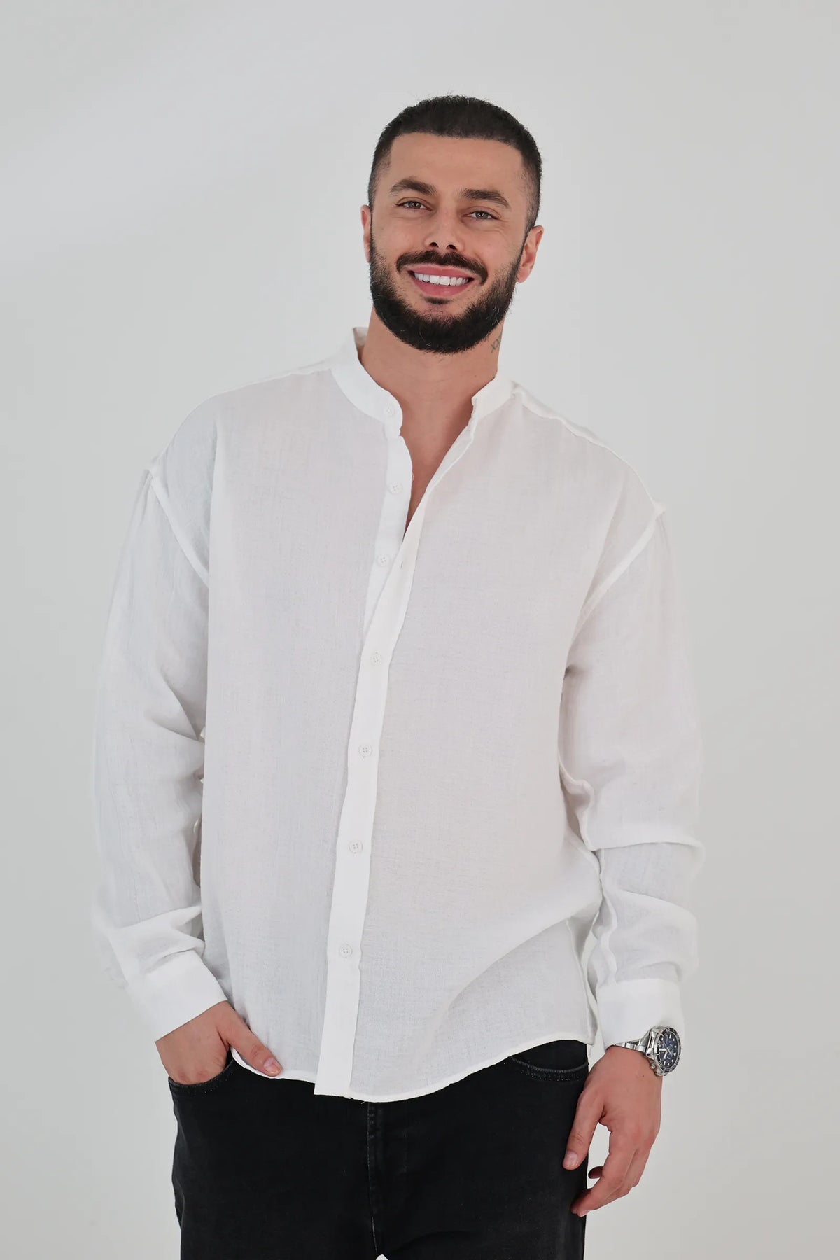 Kemishe mandarin collar