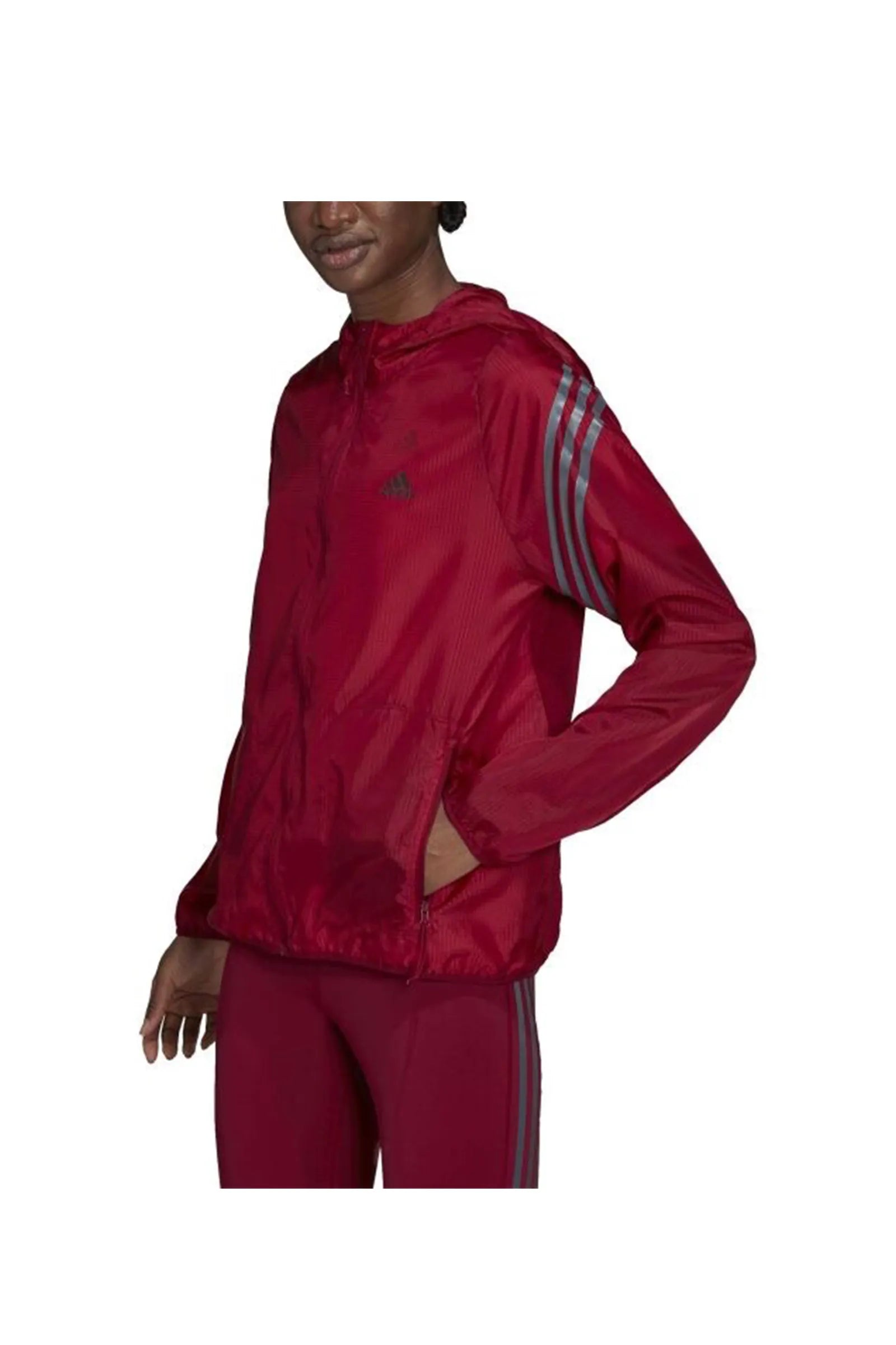 DUKS Run Icons 3-Streifen Hooded Running Windbreaker Rot