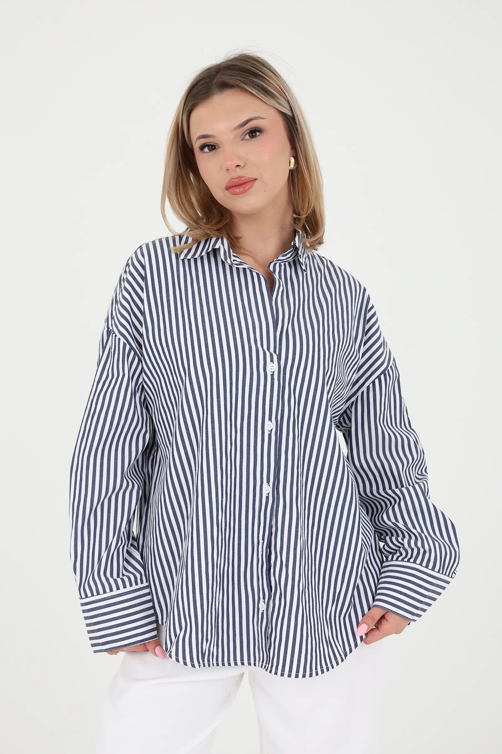 Kemishe blue&white striped