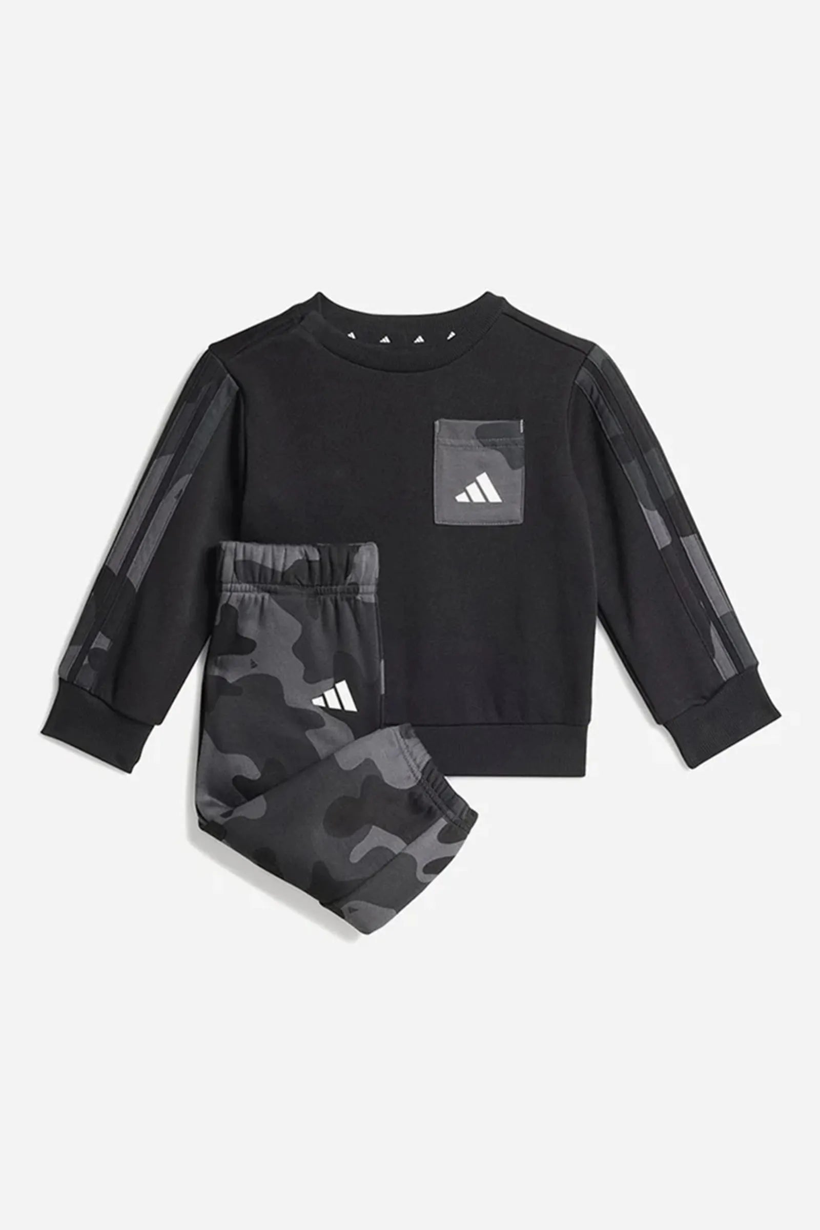 SET Adidas Black Essentials Camo Fleece Infant Kids Sweatshirt & Joggers Set