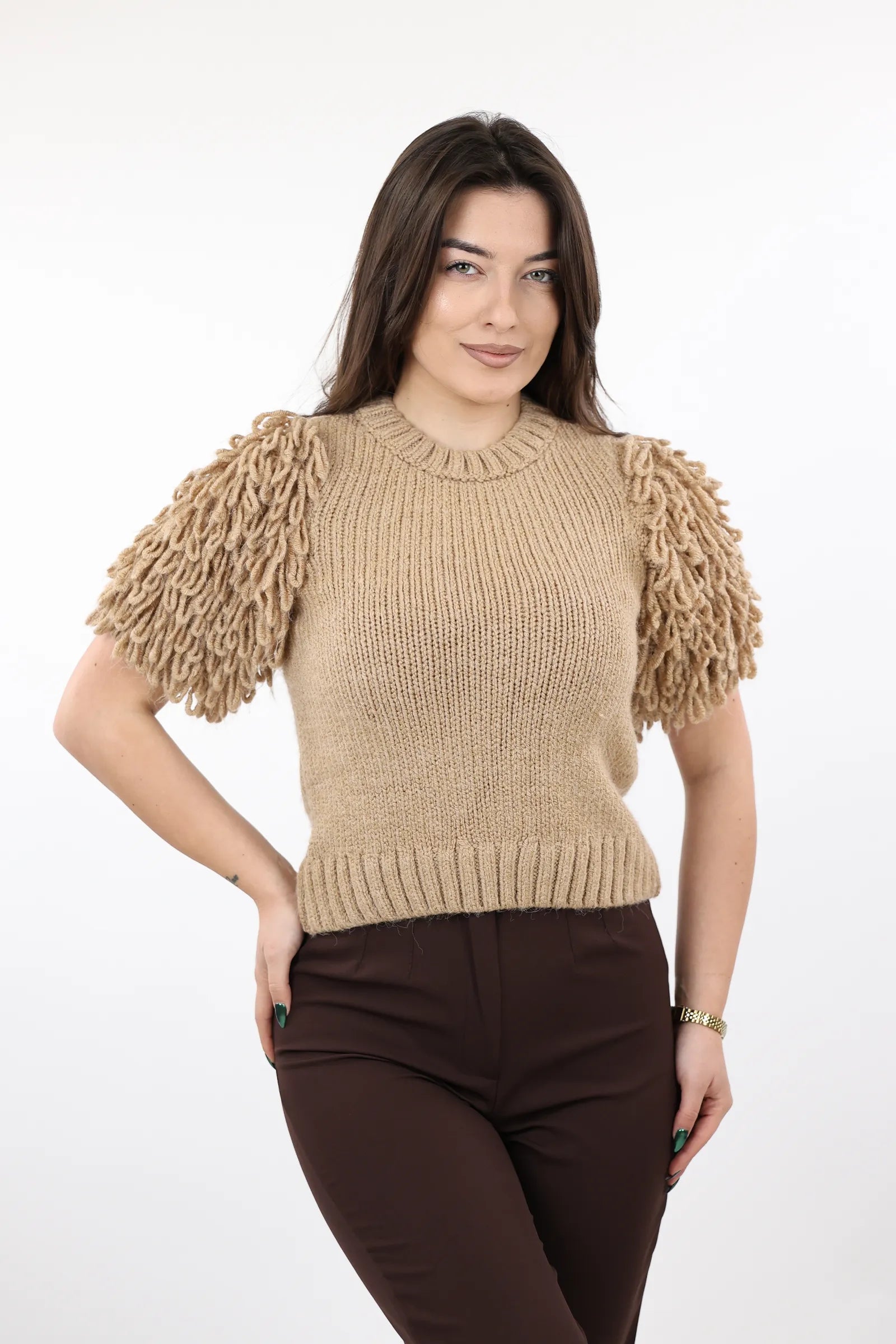 MAICË Short Sleeve with Fringe