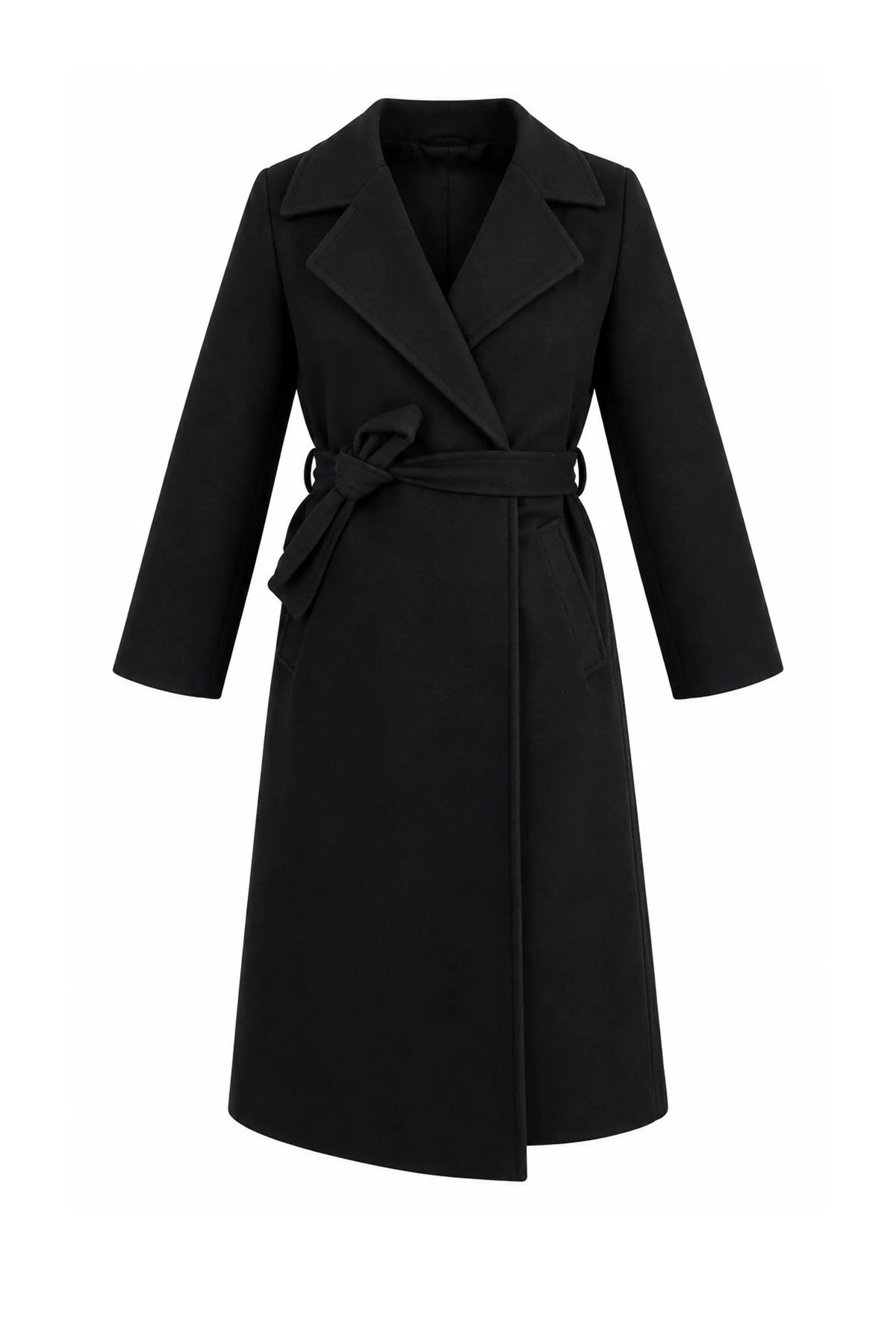 Pallto asymmetrical tie-waist