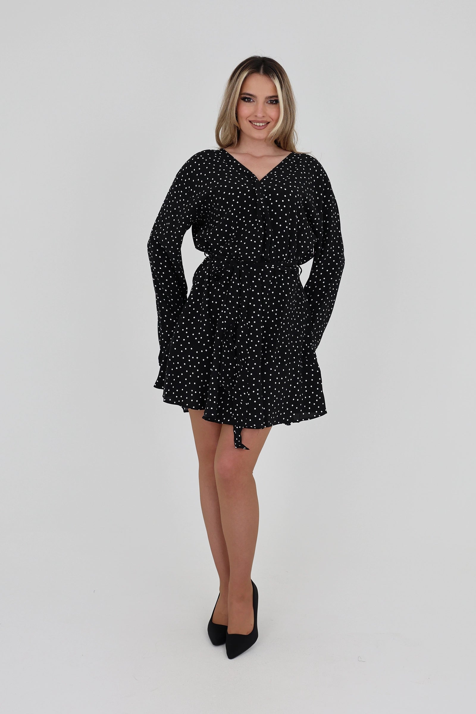 Fustan polka dot ruffle