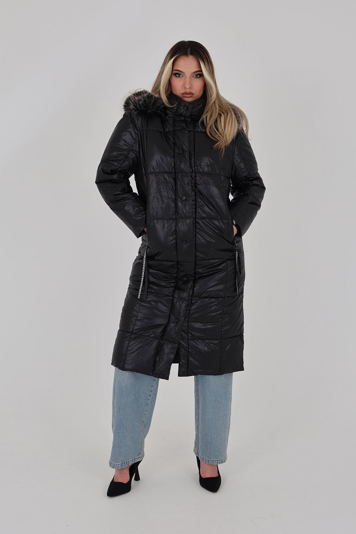 Jakne long black puffer