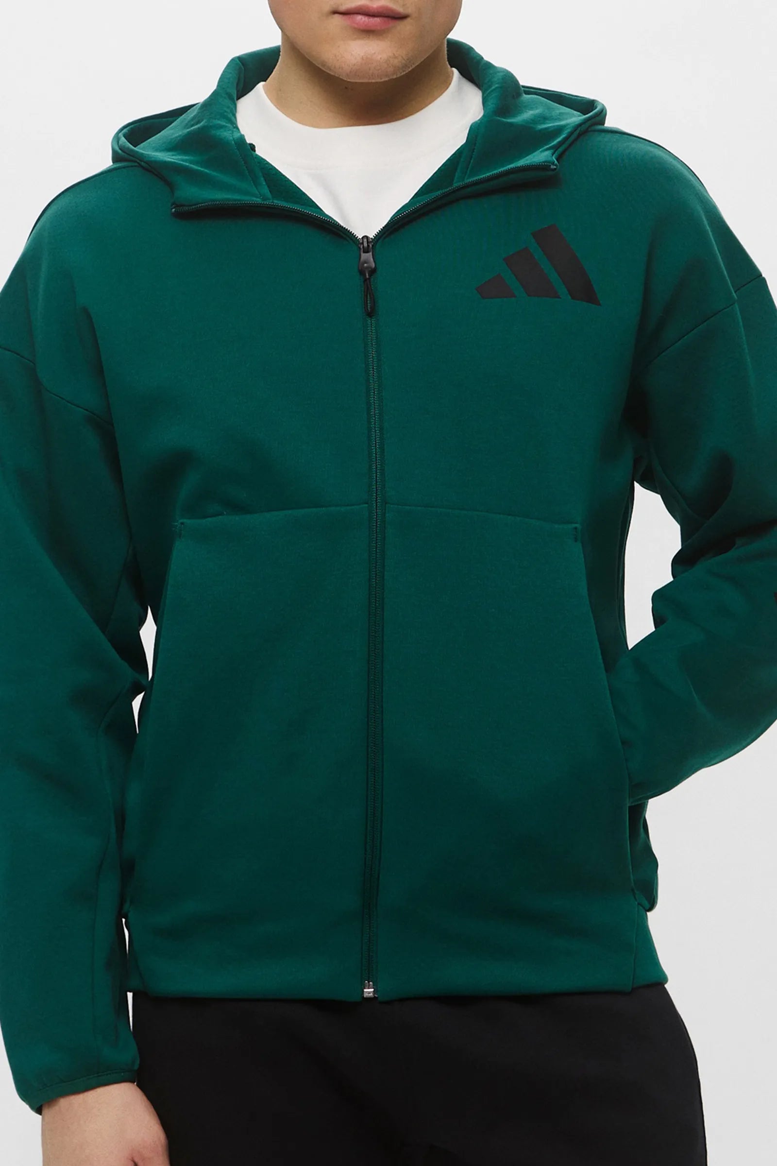 DUKS ADIDAS SPORTSWEAR ATHLETIC ZIP UP HOODIE Z.N.E IN EMERALD