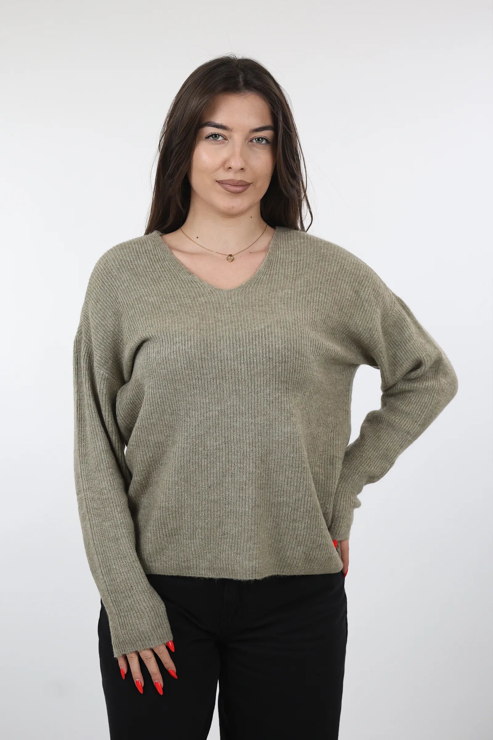 XHEMPER Deep V Knit