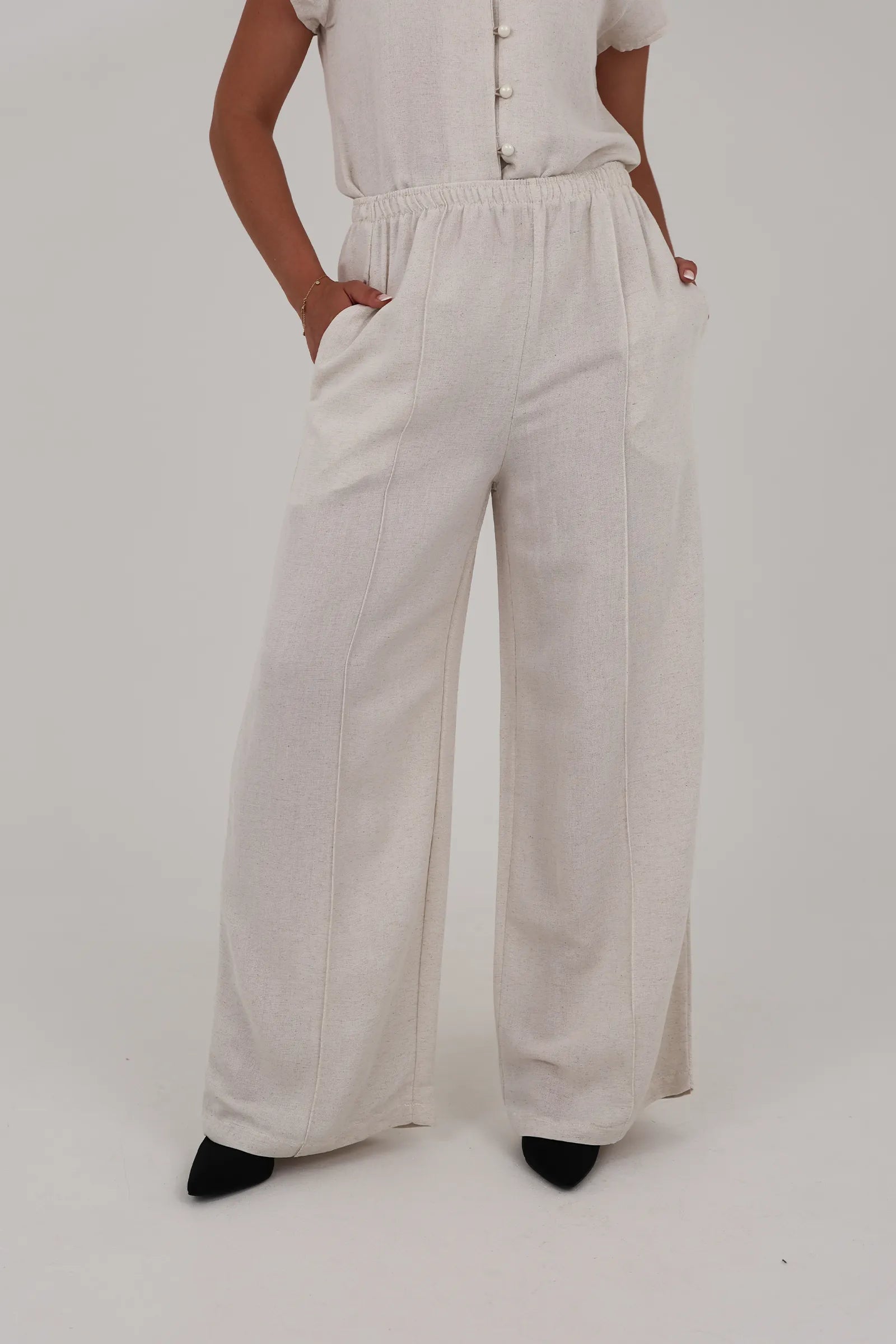 Pantallona pintuck pleat