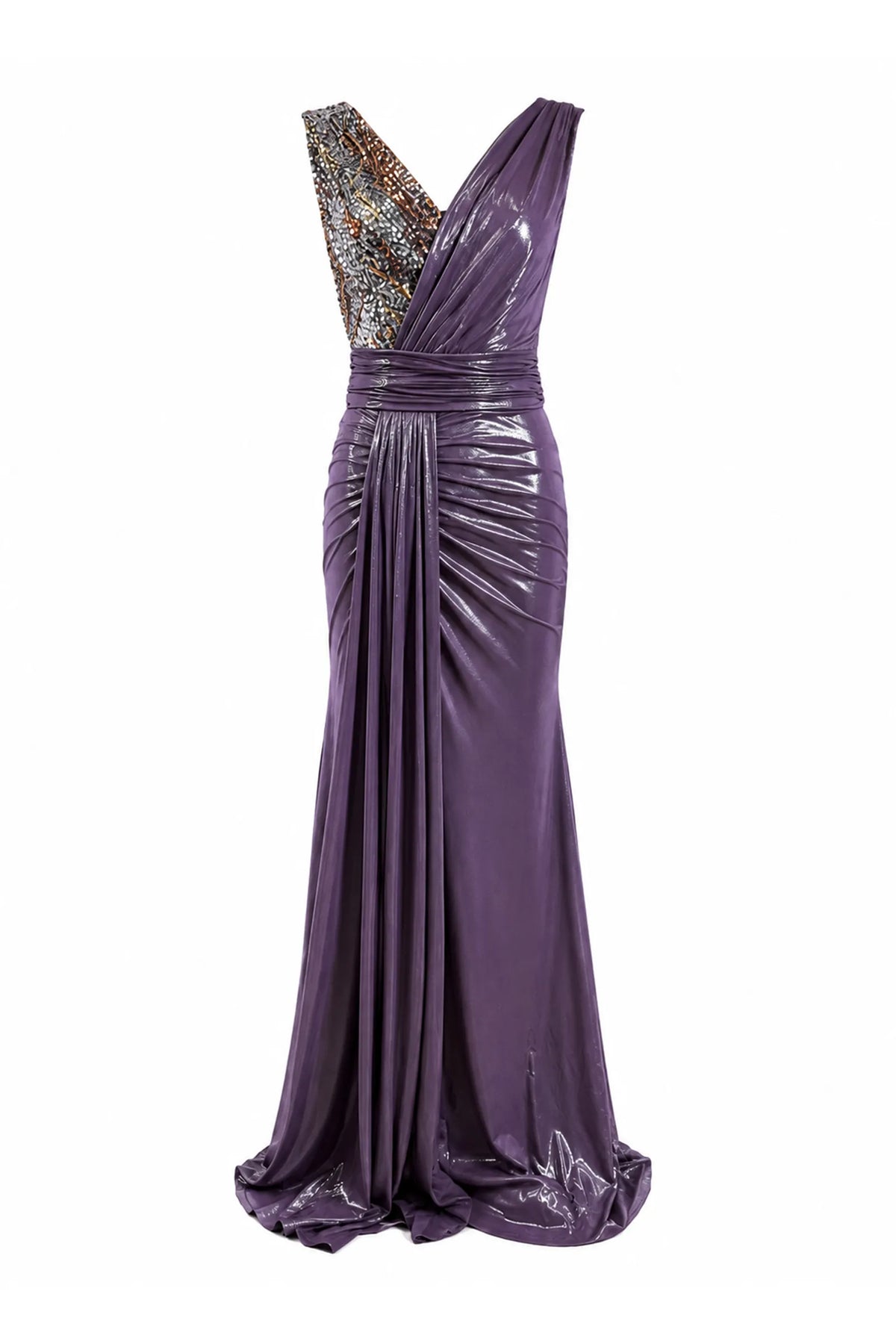 Fustan metallic two-tone