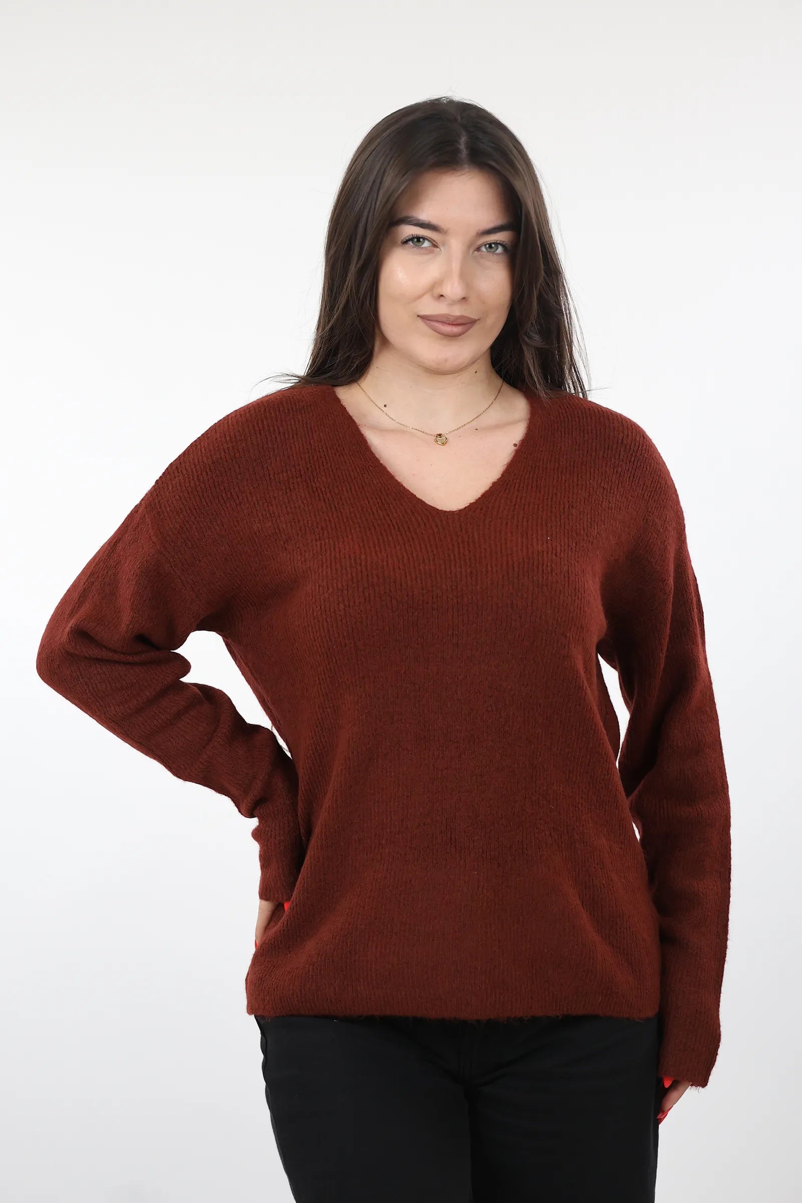 XHEMPER Deep V Knit