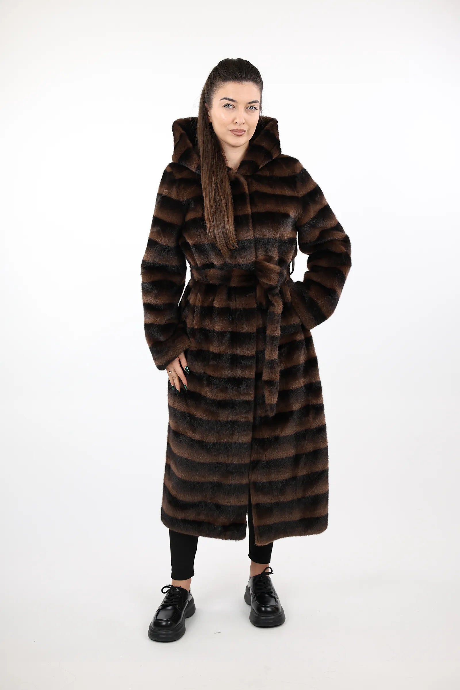 JAKNE  Striped Overcoat