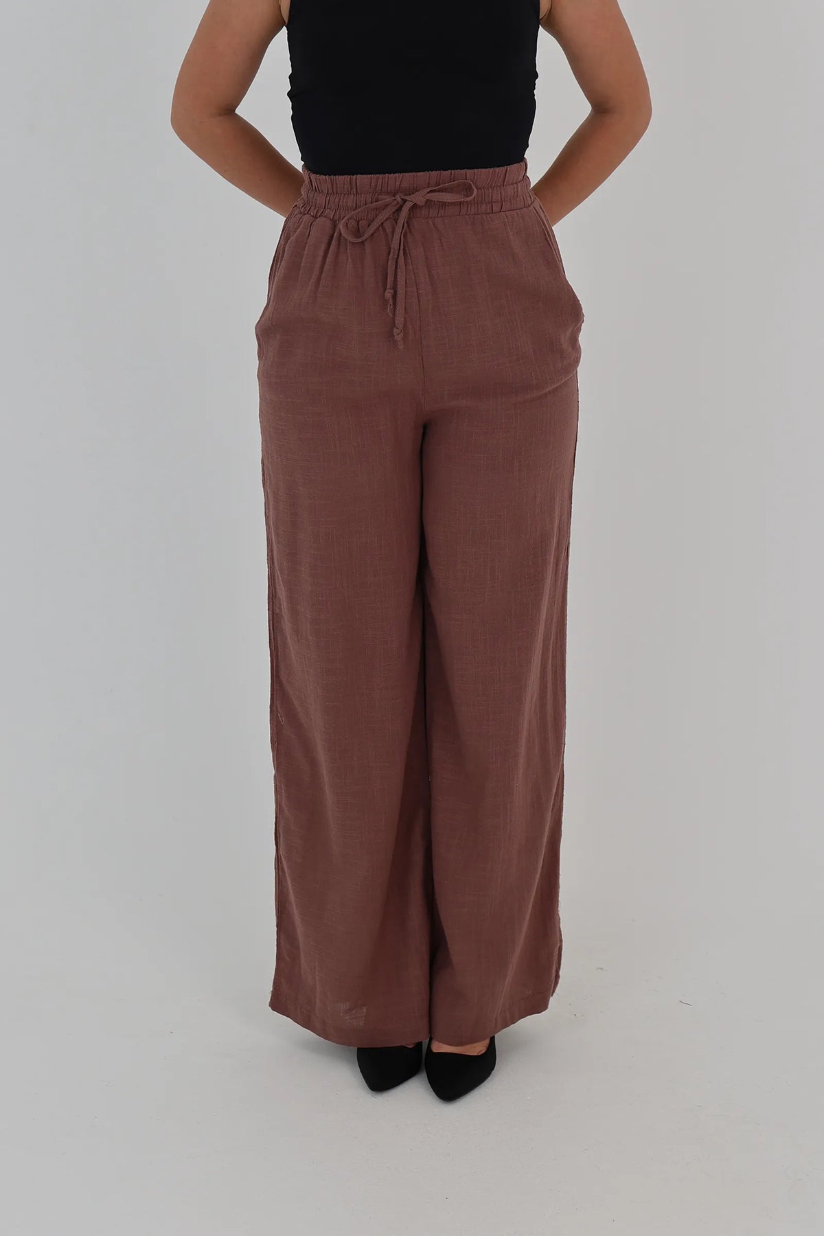 Pantallona linen wide leg