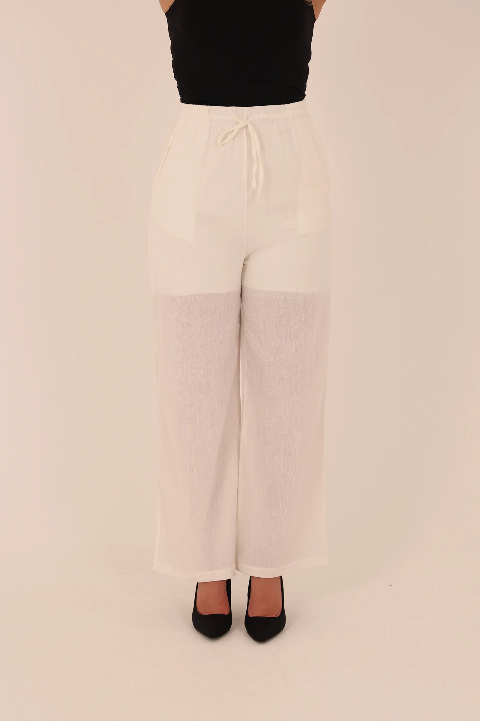 Pantallona linen elastic waist