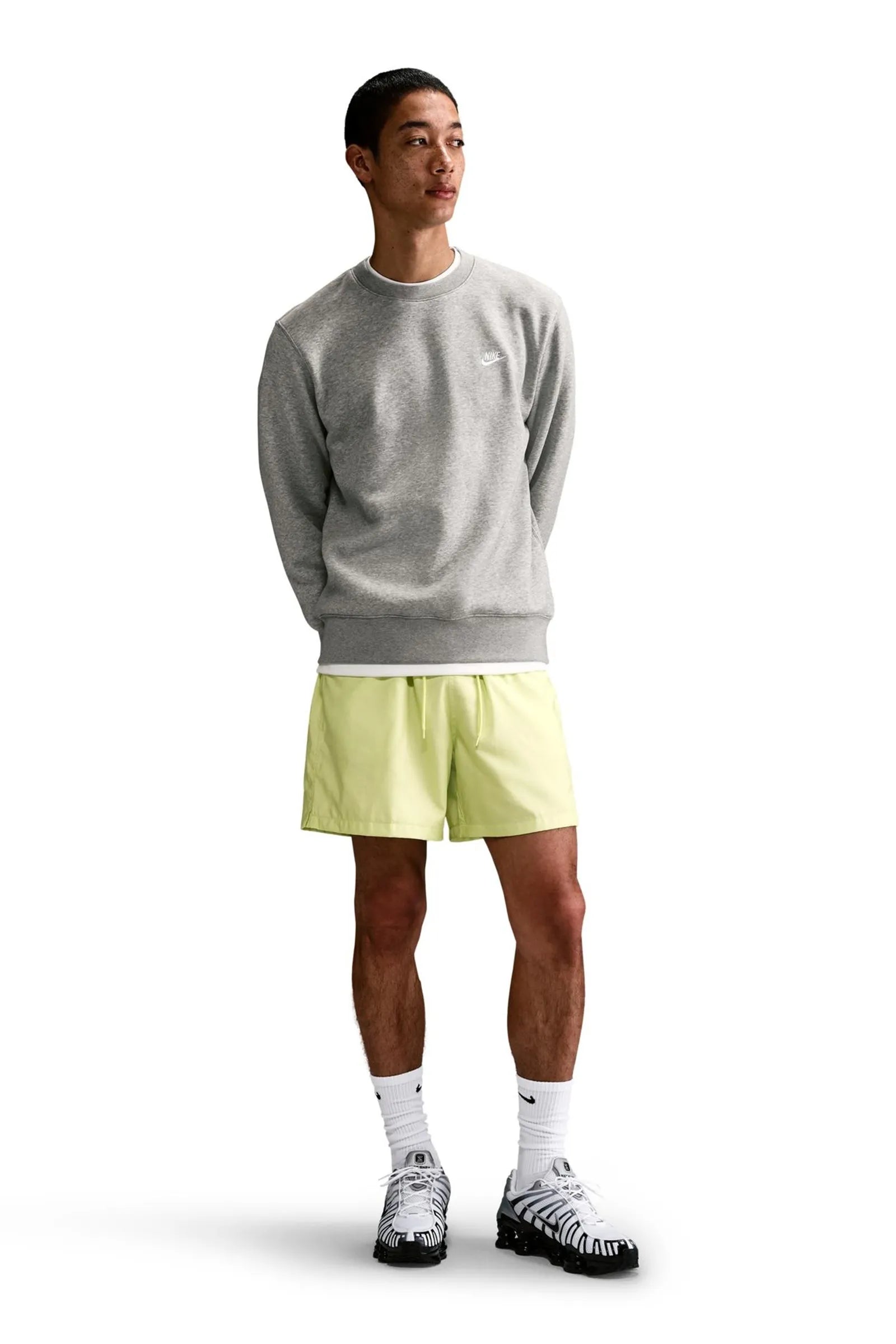 Duks nike club crew dark grey heather / white FN3886-063