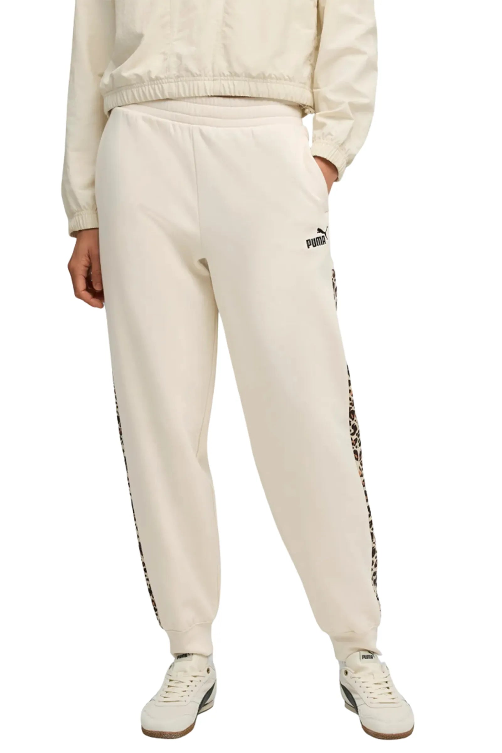 TRENERKA PUMA GRAPHIC ANIMAL COMFORT HIGH-WAIST - TRACKSUIT BOTTOMS - ALPINE SNOW