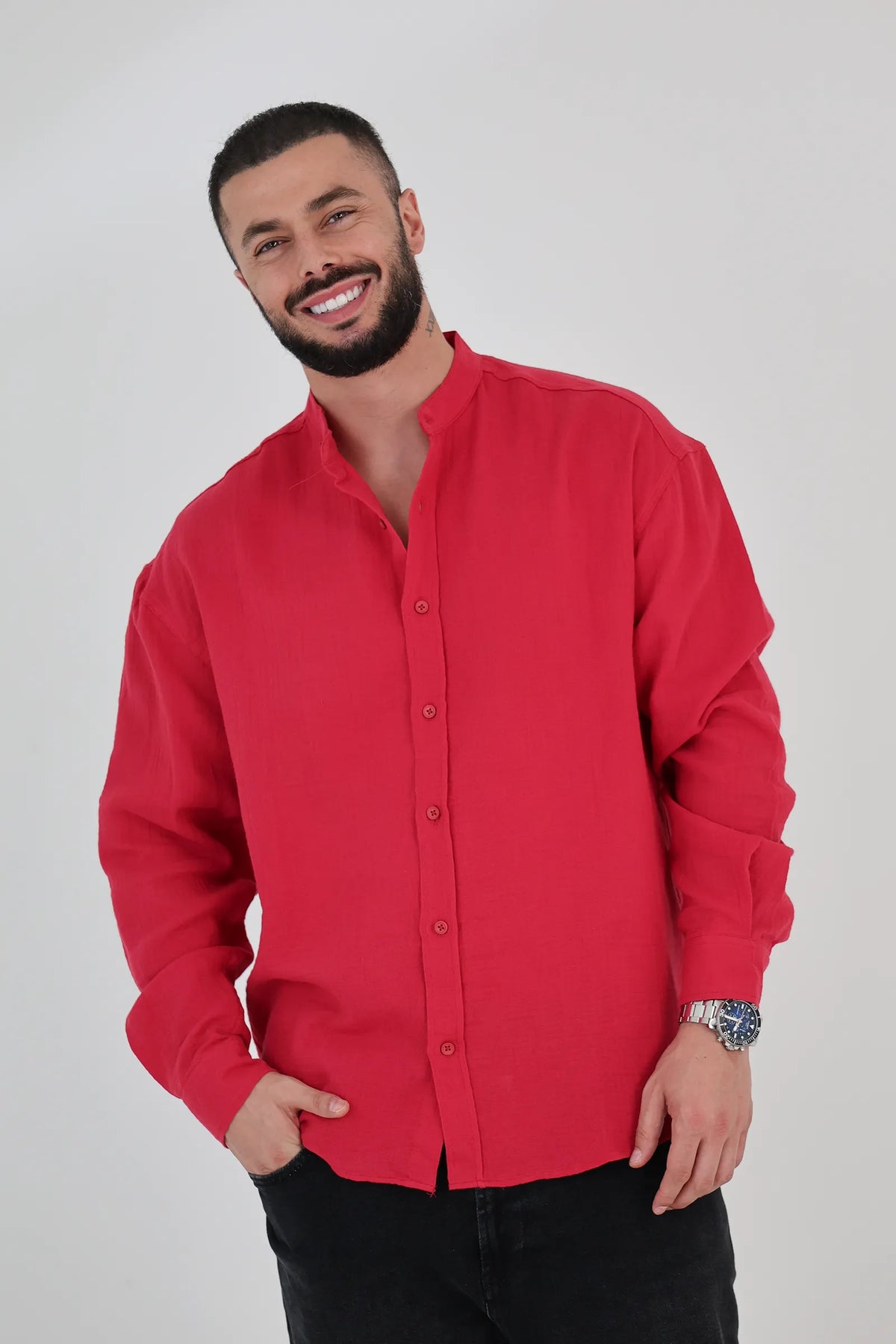 Kemishe mandarin collar