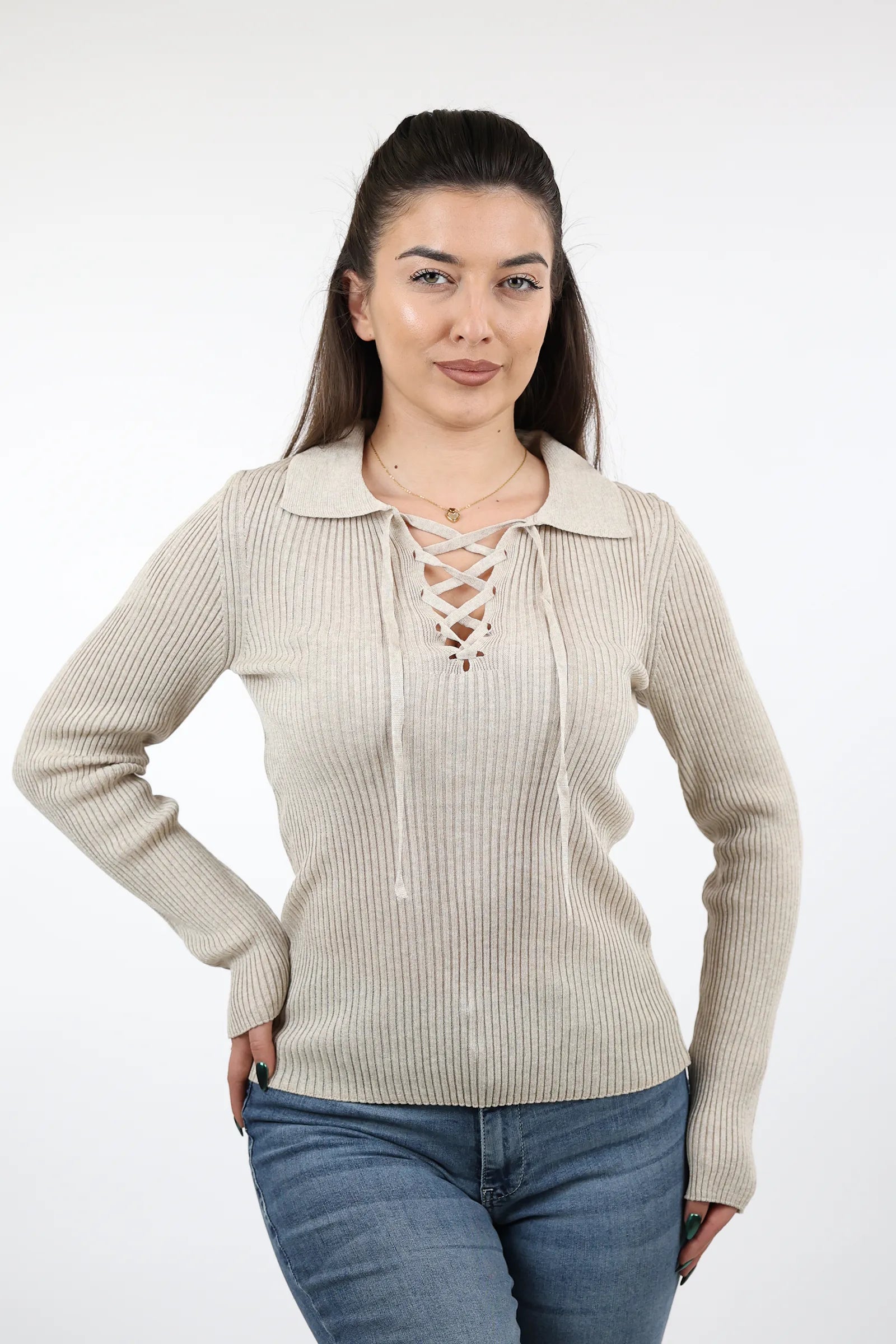 BLUZË RIB LACE UP