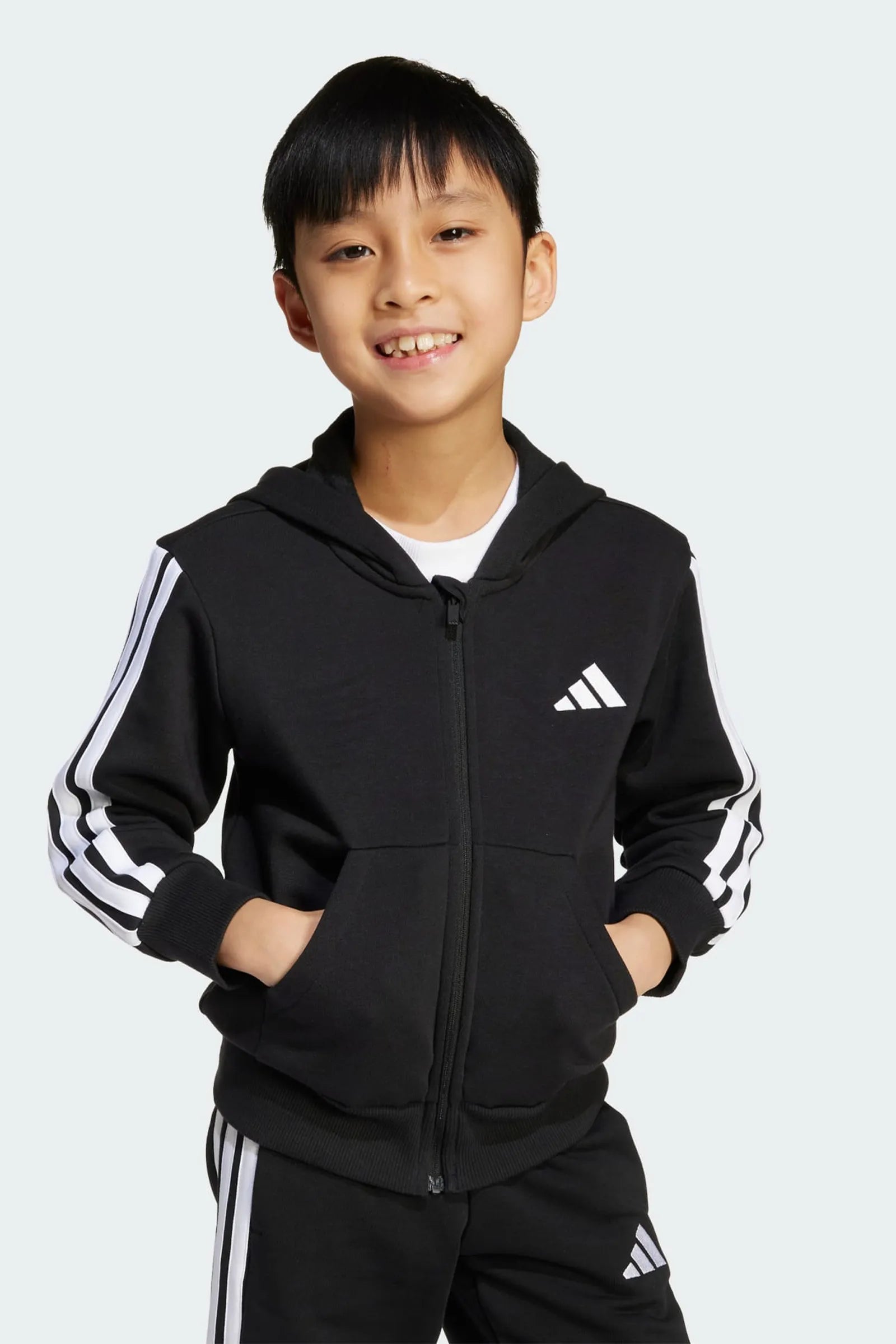DUKS ADIDAS SPORTSWEAR ATHLETIC ZIP-UP HOODIE IN BLACK
