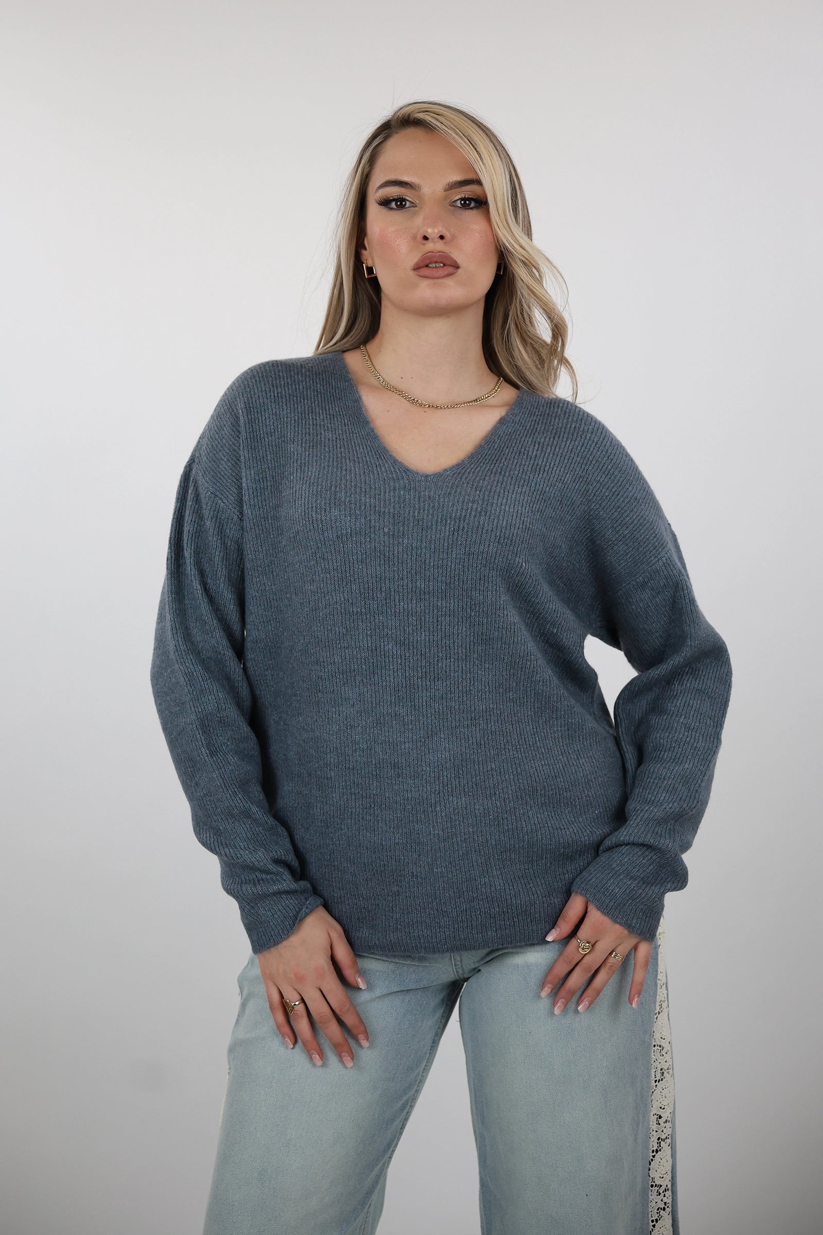 XHEMPER Deep V Knit