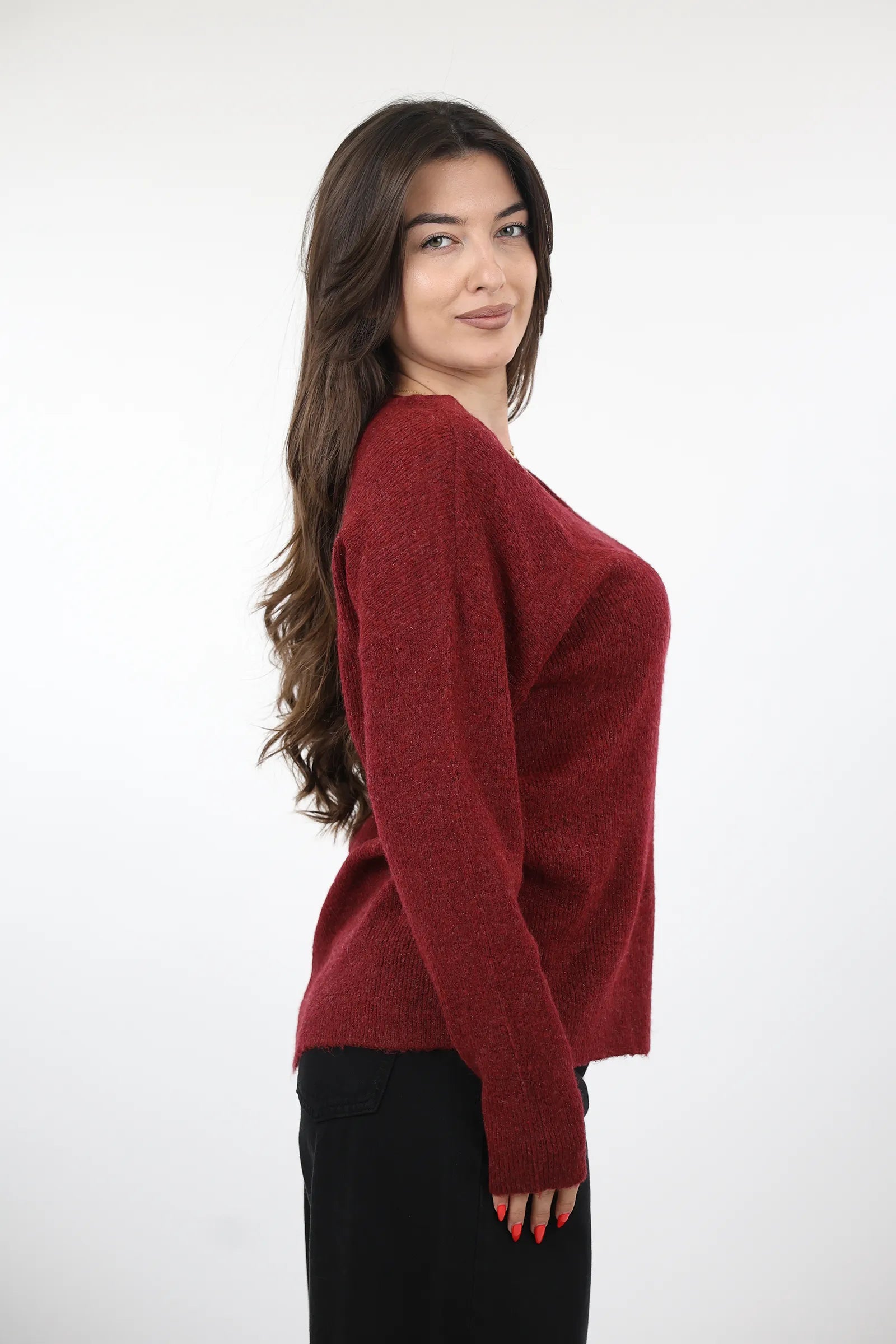 XHEMPER Deep V Knit