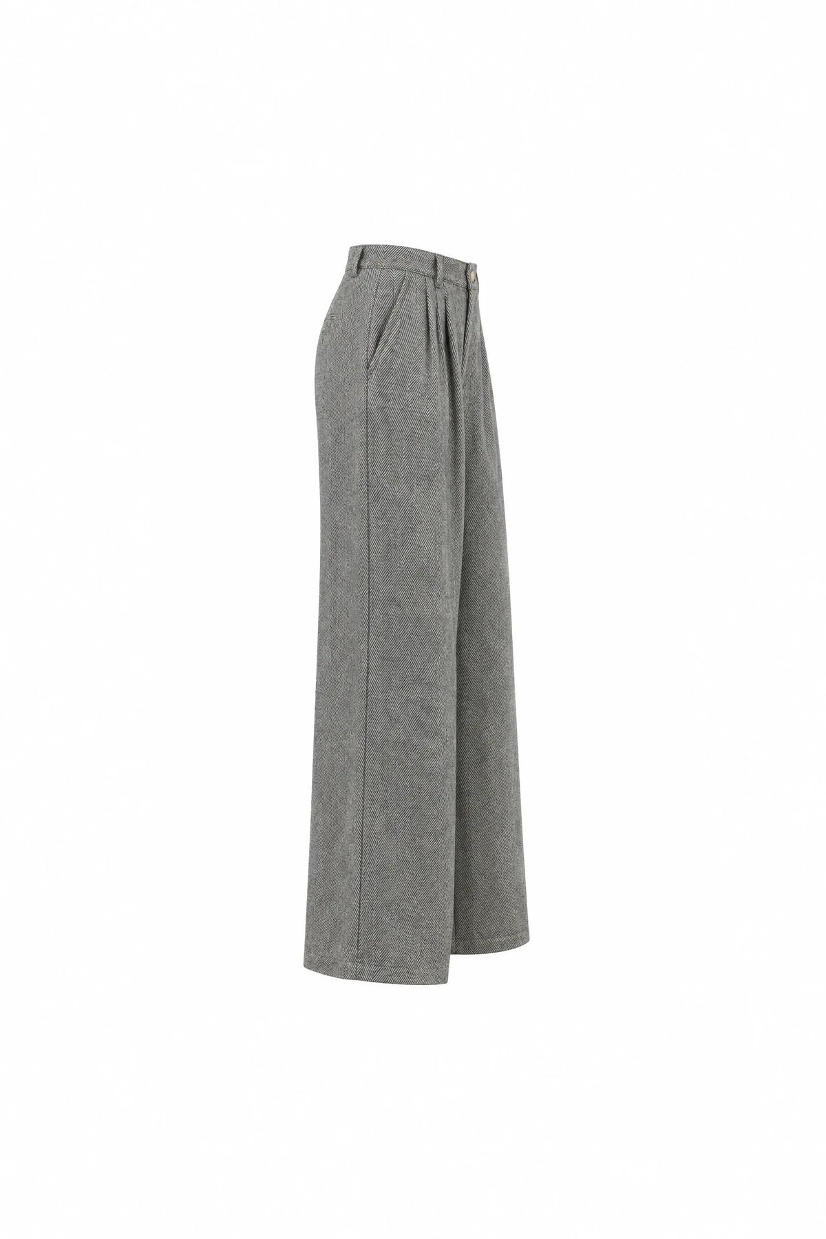 Pantallona herringbone-patterned