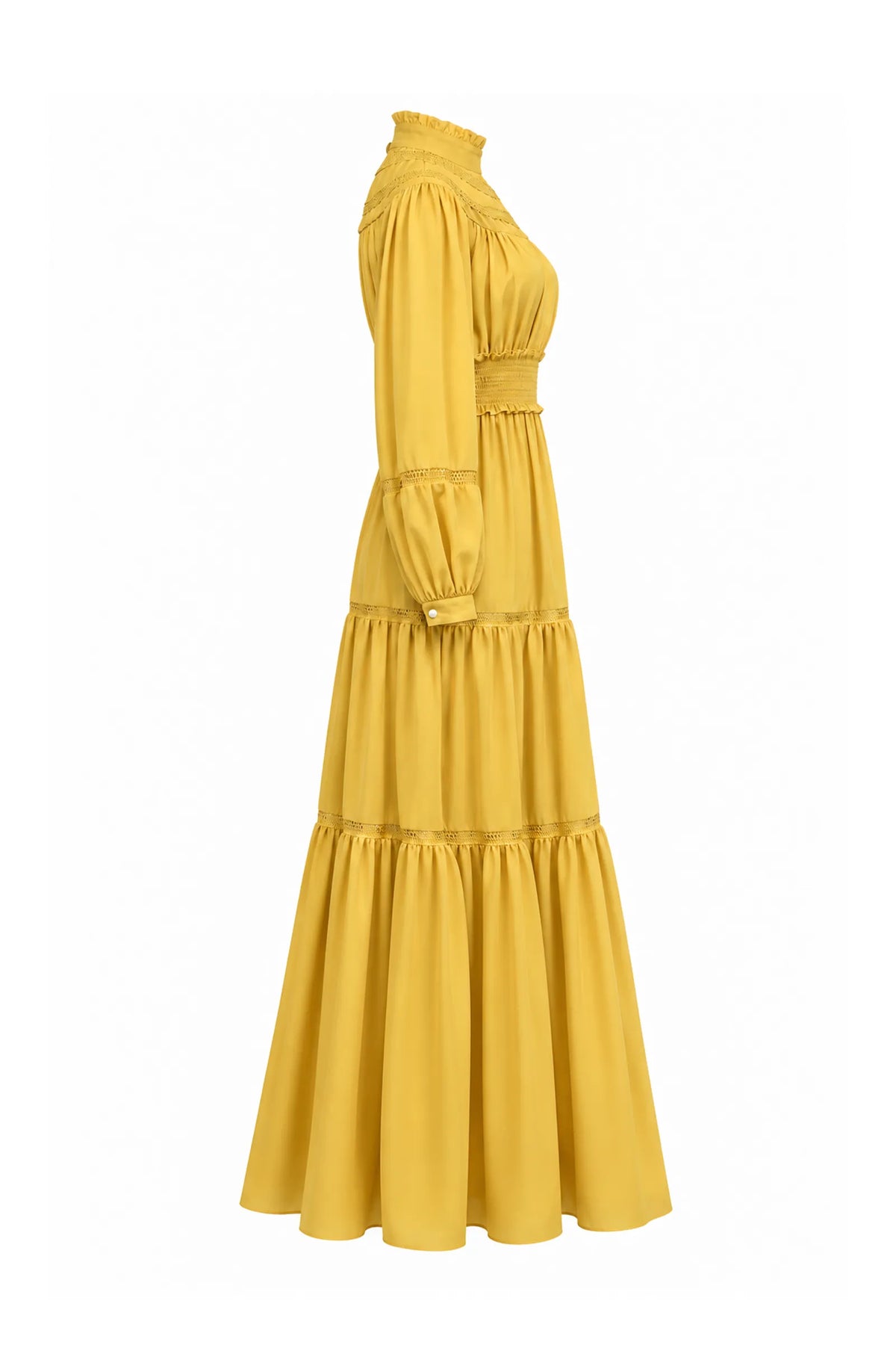 Fustan smocked high-neck